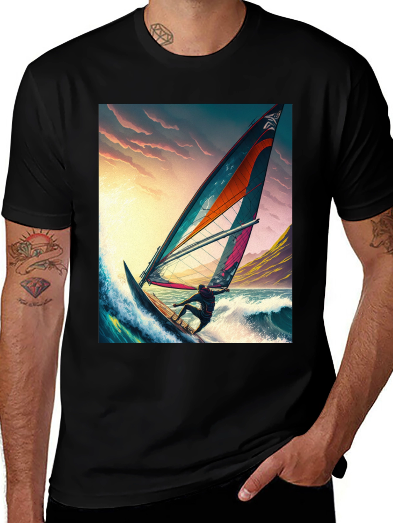 Variant 30 of Windsurfing Graphic Tee - Ocean Adventure Shirt