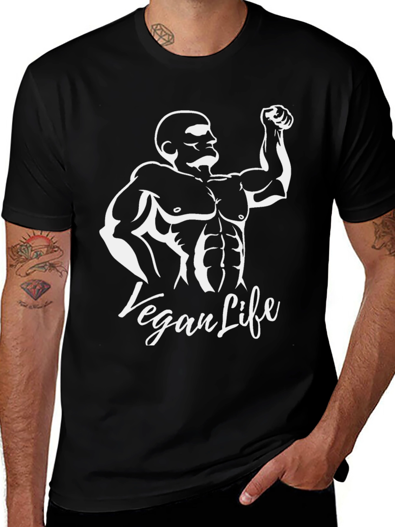 Vegan Life Bodybuilding T-Shirt - Black