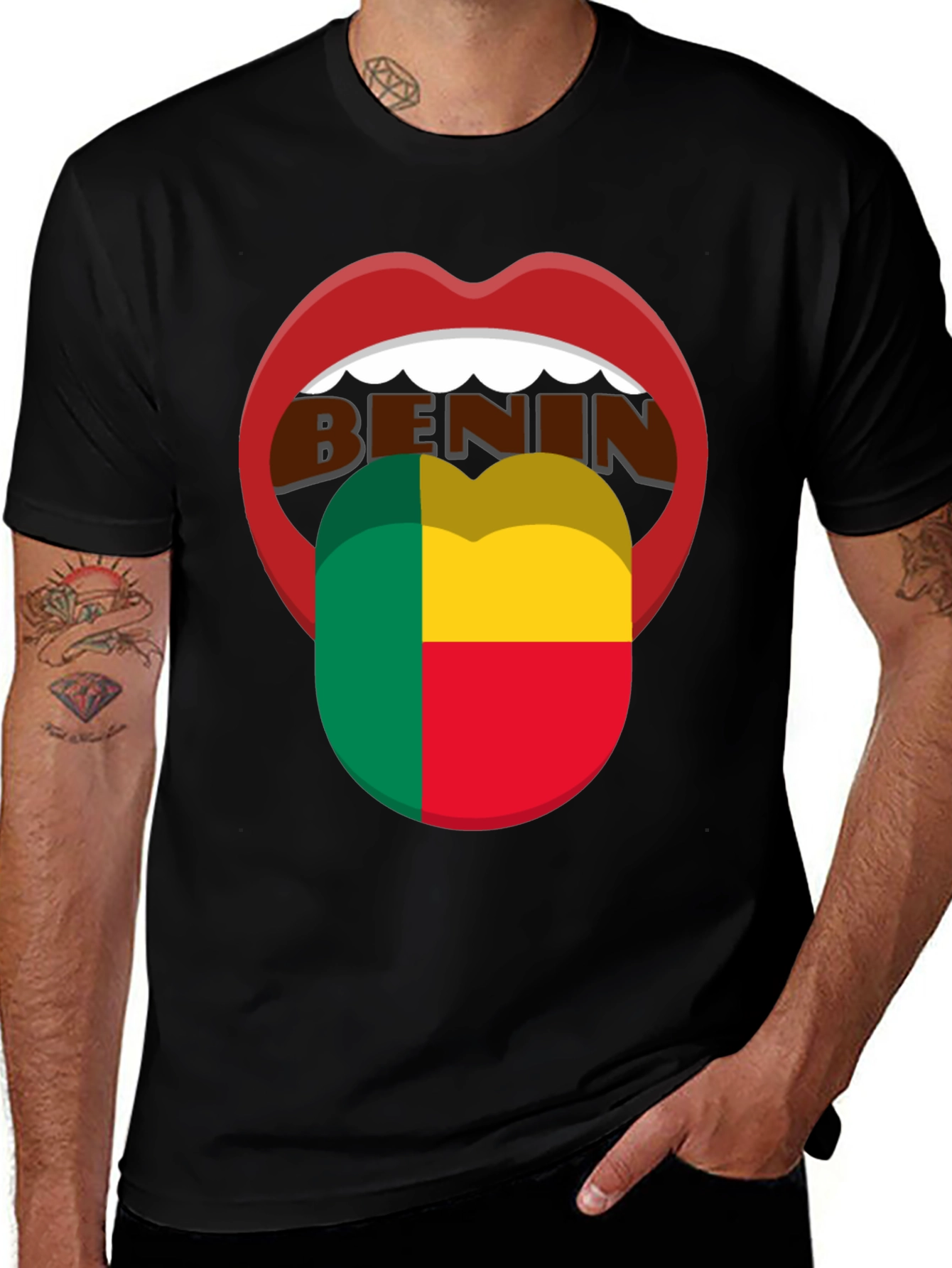 Benin Flag Tongue T-Shirt