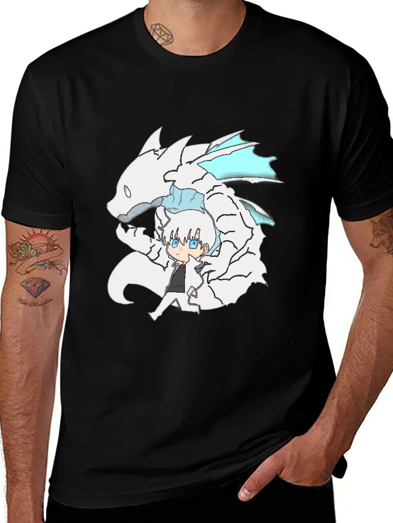 Variant 26 of Anime Dragon Graphic Black T-Shirt