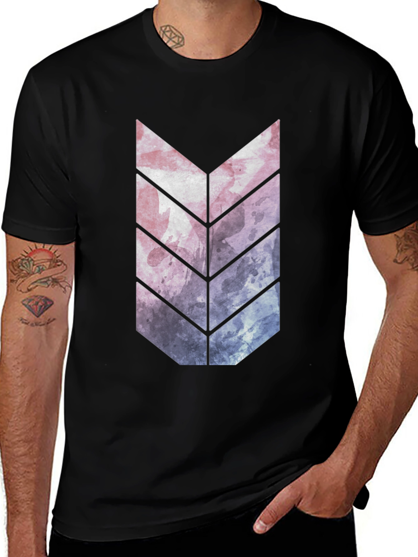 Variant 17 of Abstract Arrow Graphic Tee - Black Cotton Casual Shirt