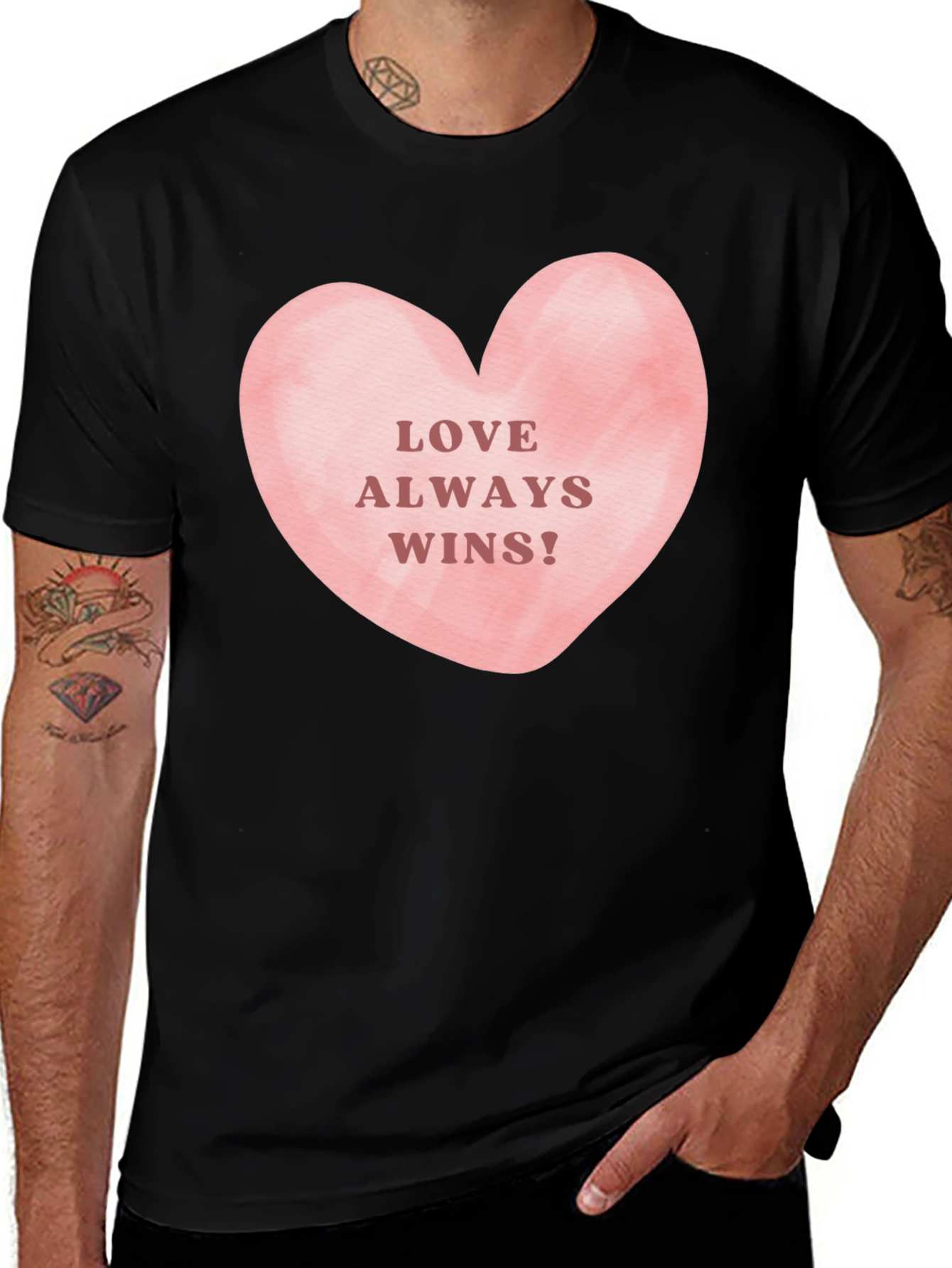 Love Always Wins! Black Graphic Tee