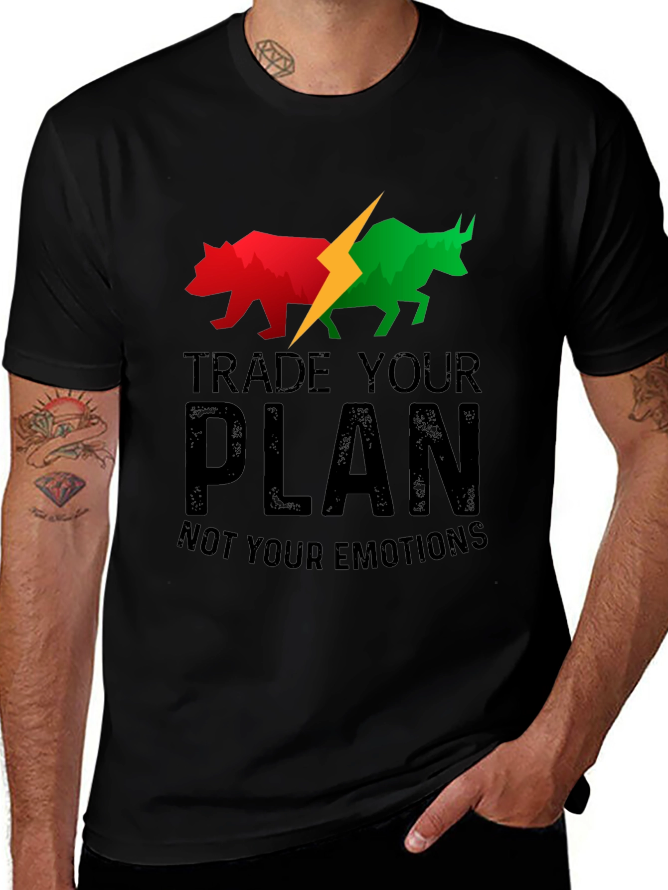 Variant 9 of Trade Your Plan T-Shirt - Stock Market Bull Bear Tee