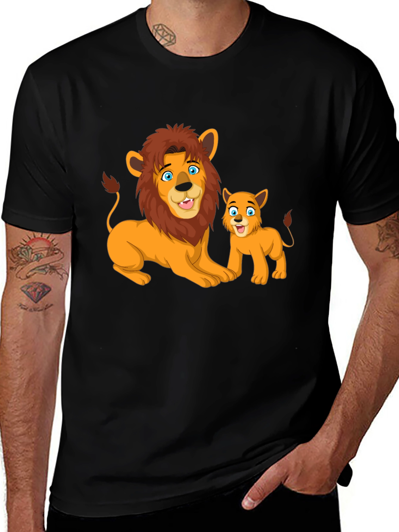 Lion & Cub Graphic T-Shirt - Black