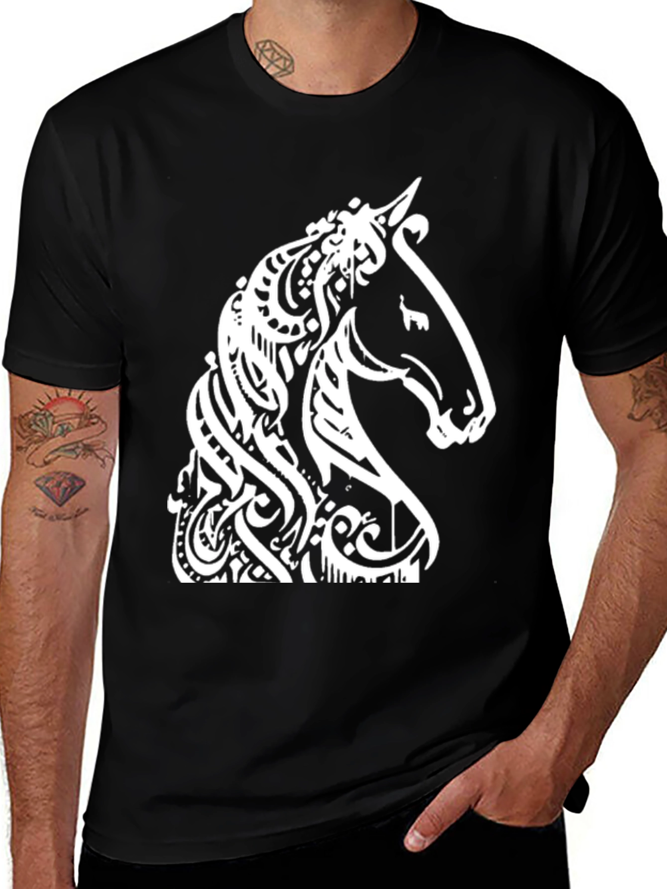 Variant 27 of Horse Graphic Tee - Black Casual T-Shirt