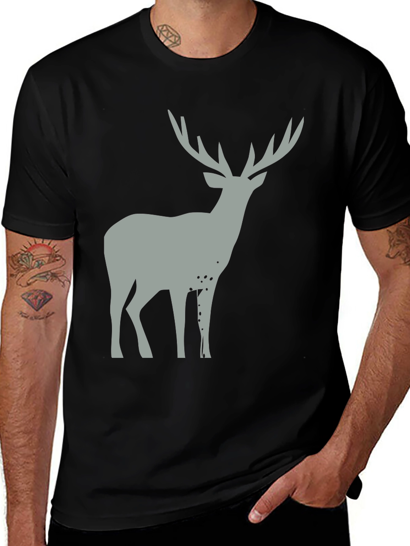 Variant 6 of Men's Black Deer Graphic T-Shirt