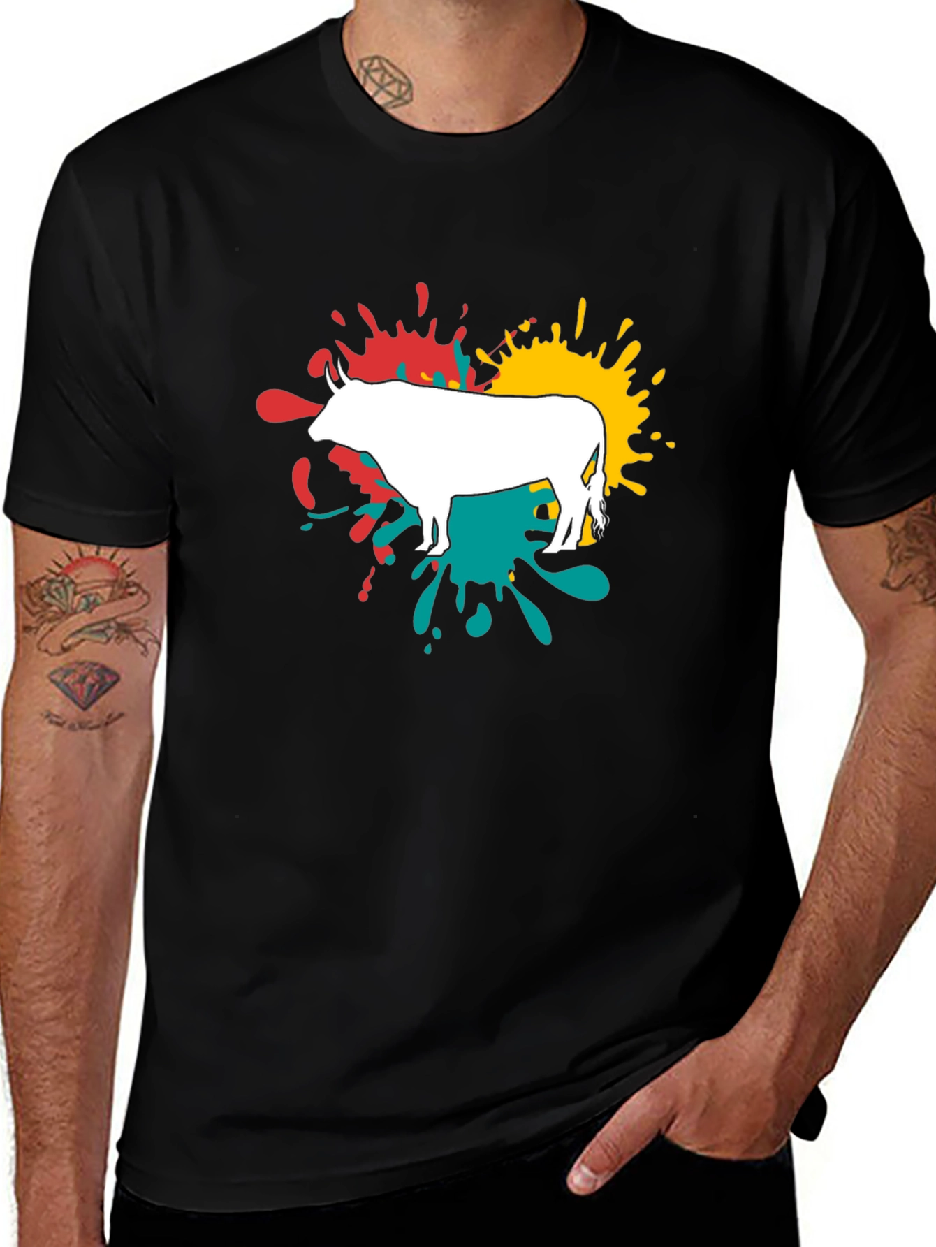 Variant 18 of Abstract Bull Graphic Tee - Modern Casual Style