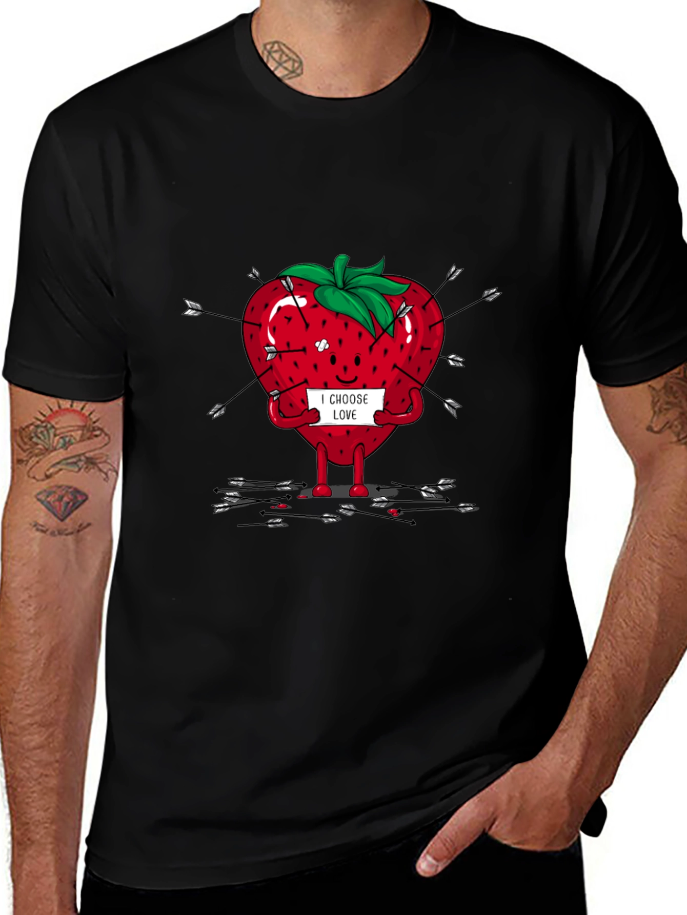 Variant 20 of I Choose Love Graphic T-Shirt - Arrow Strawberry