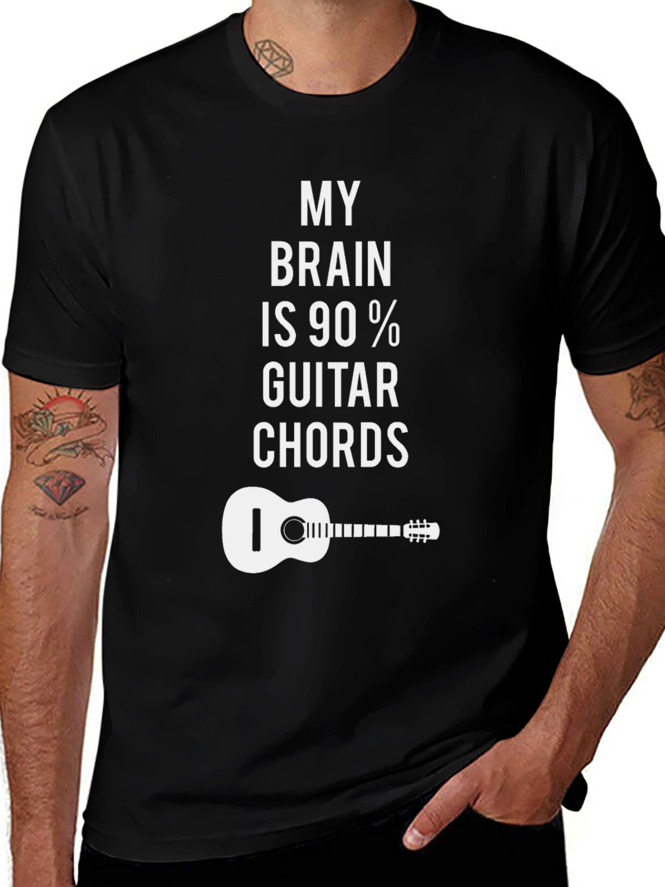 Variant 16 of My Brain is 90% Guitar Chords Black T-Shirt