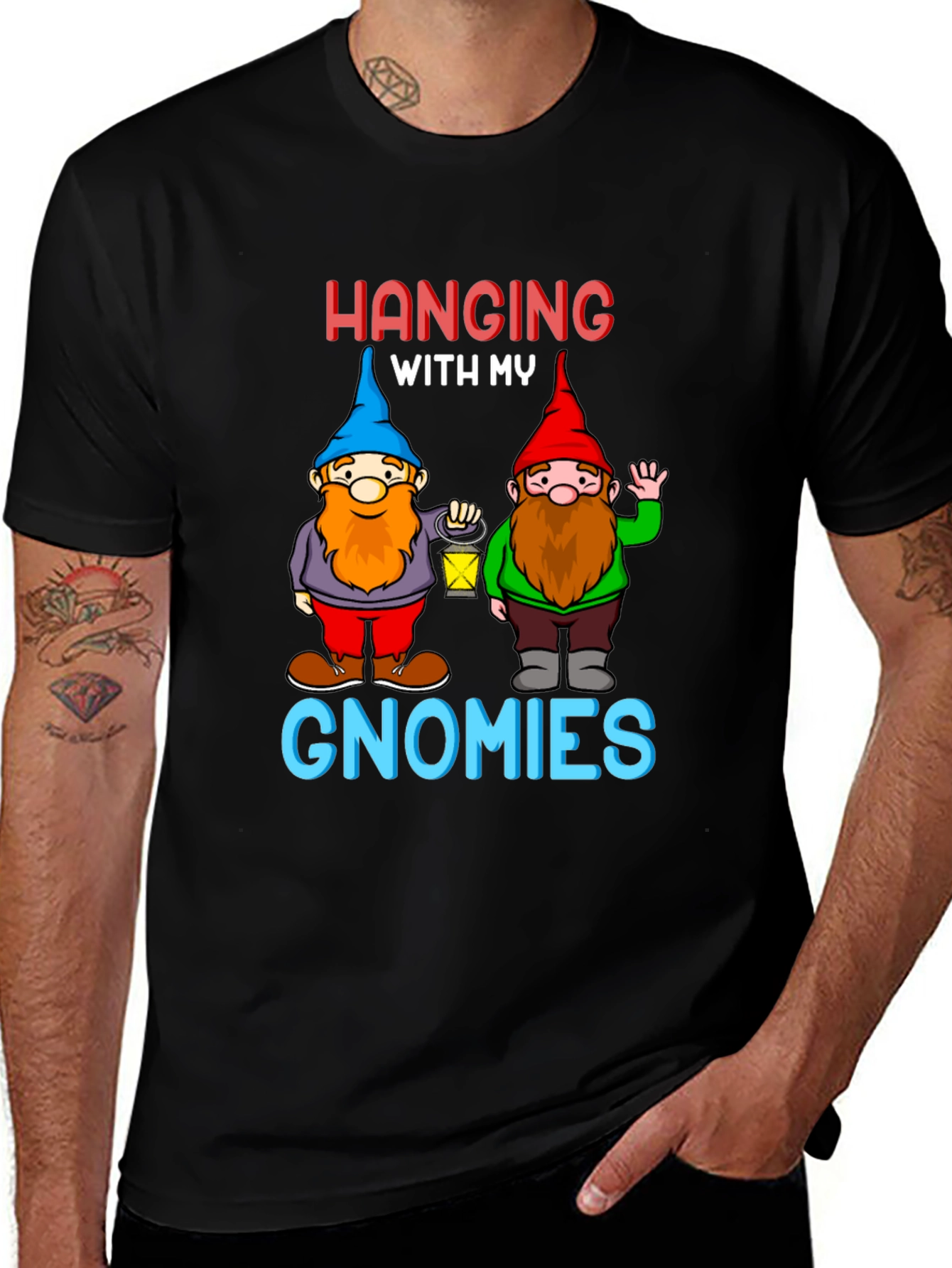 Hanging With My Gnomies Black T-Shirt