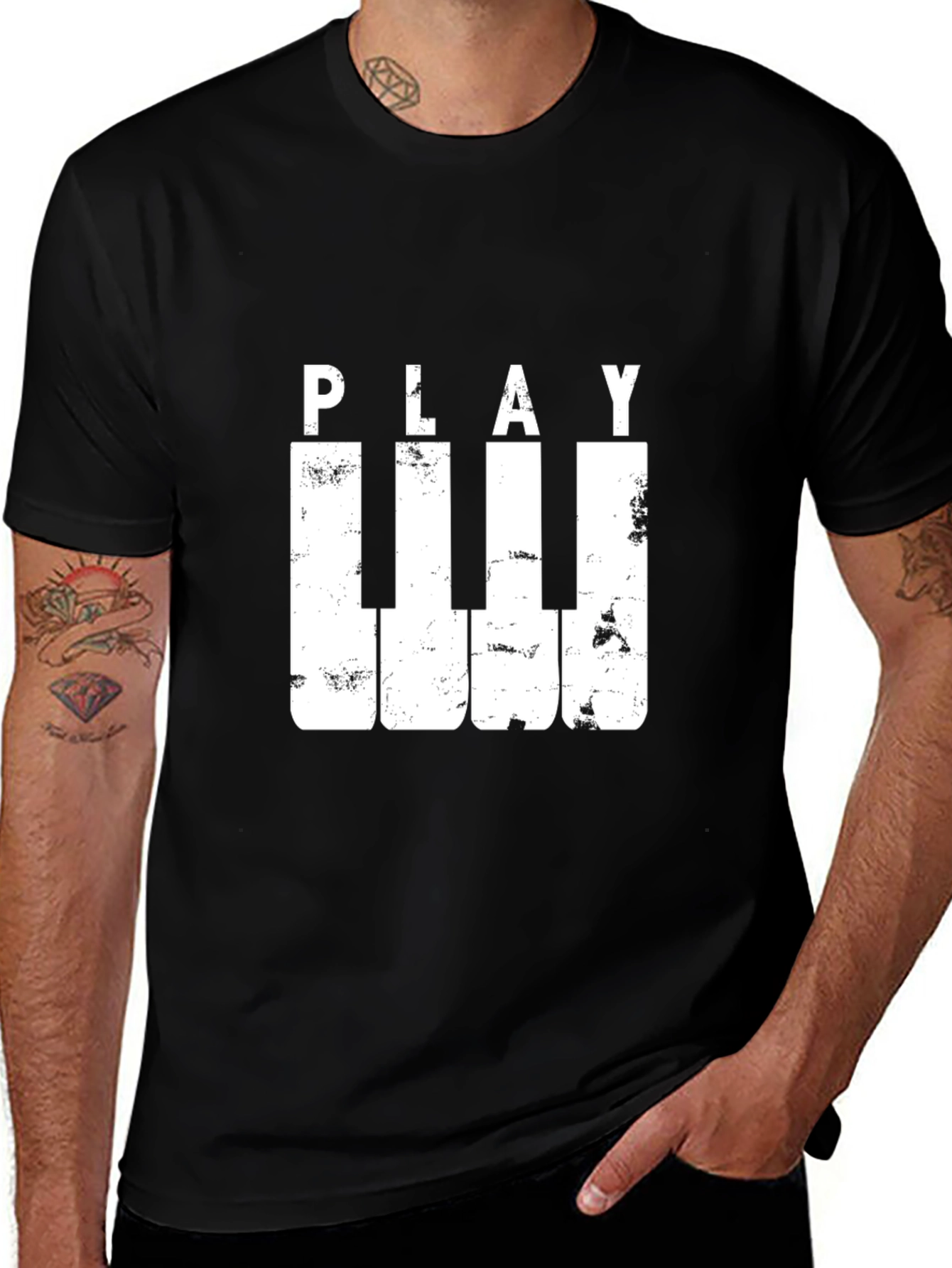 Variant 17 of Play Piano Keys Graphic T-Shirt - Black