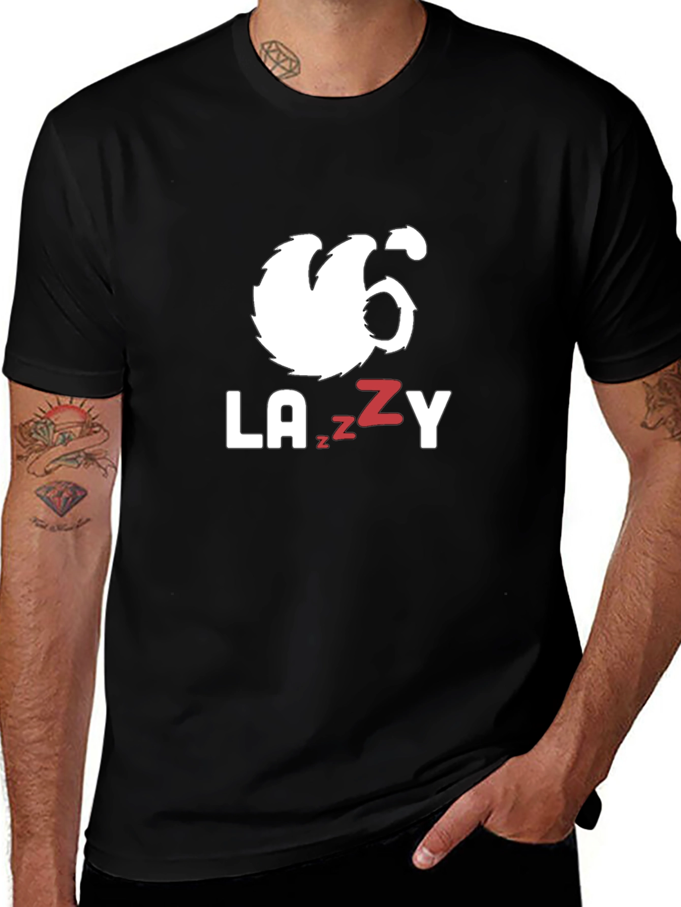 Variant 28 of Lazy Sloth Graphic Tee - Men's Black T-Shirt