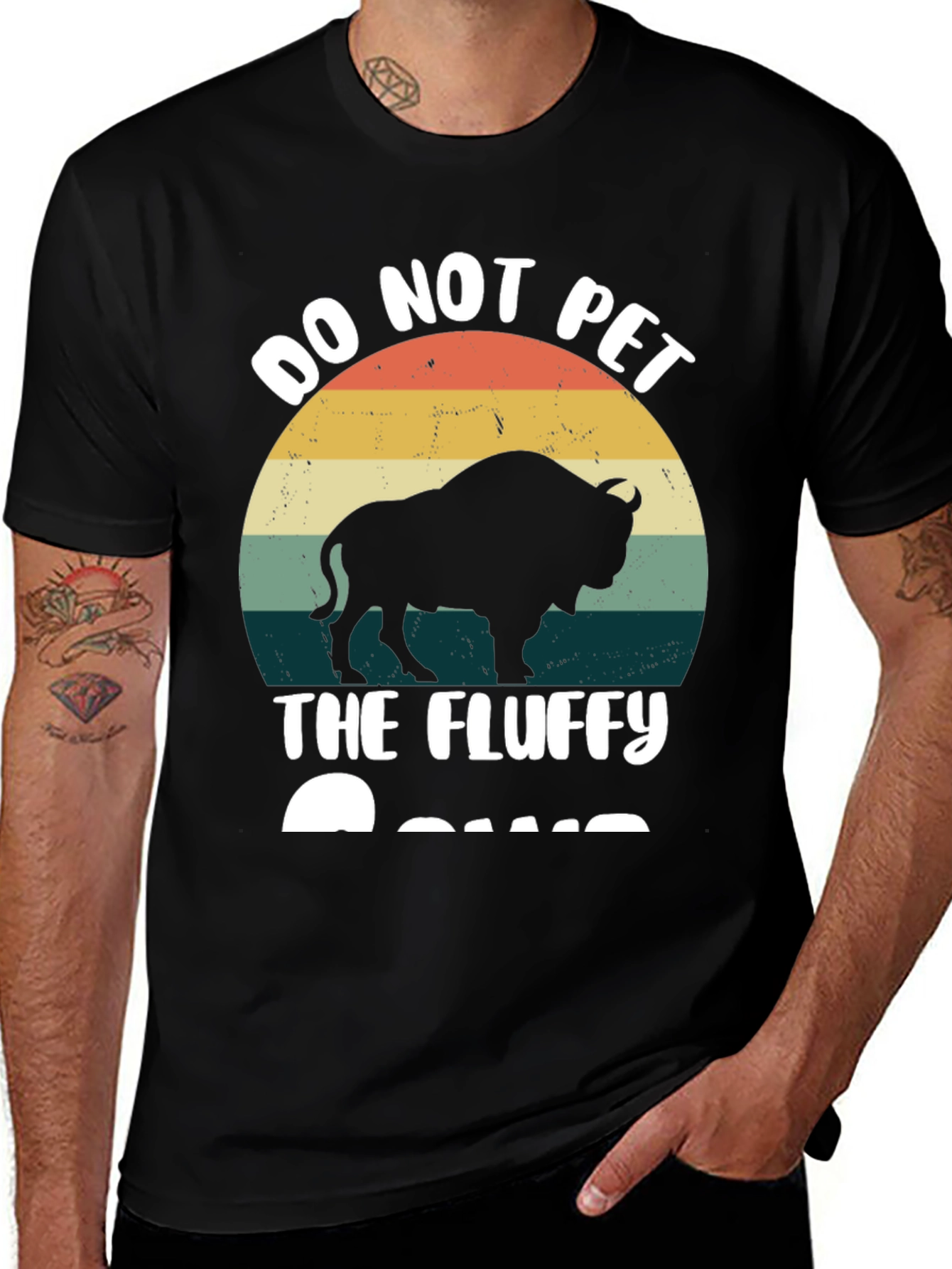 Variant 12 of Do Not Pet The Fluffy Buffalo Retro Style Graphic T-Shirt