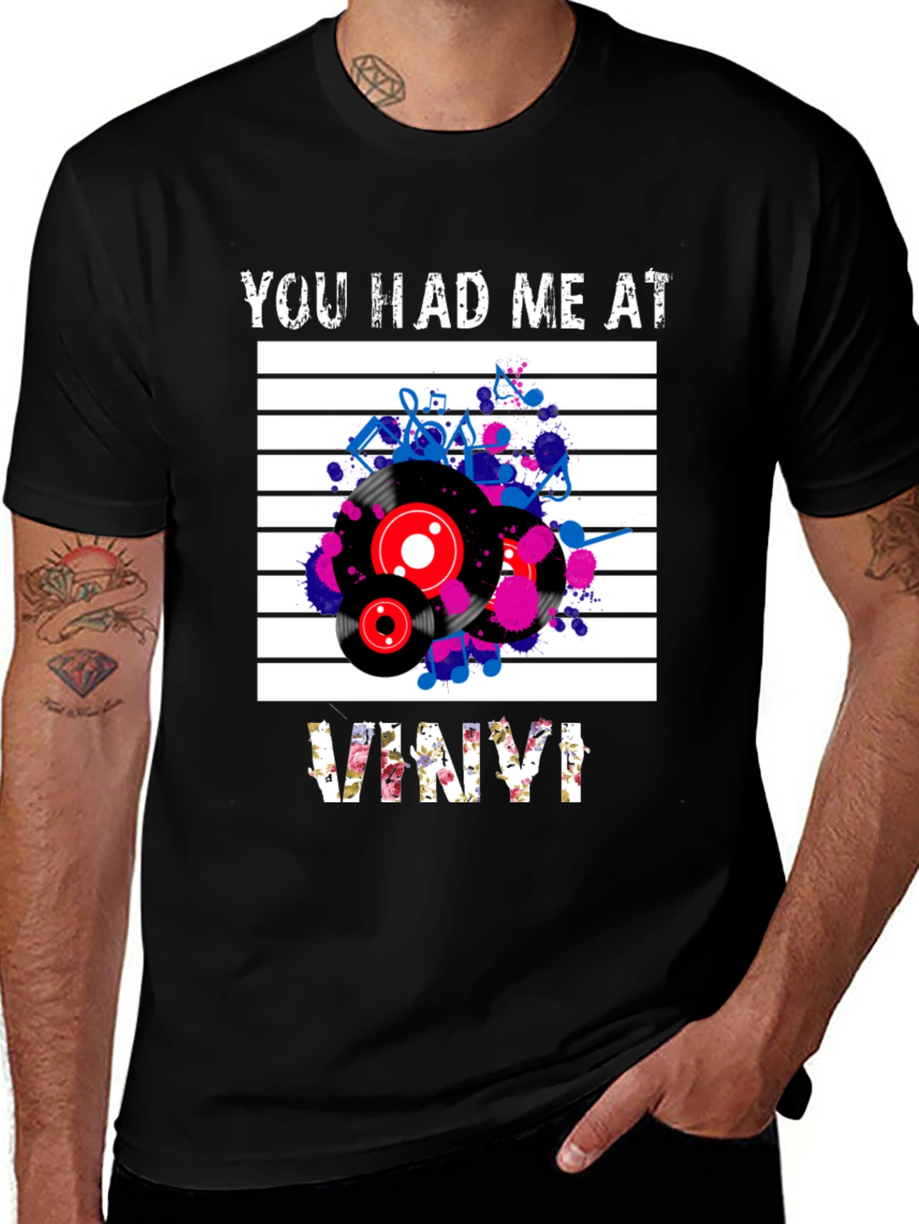 Variant 25 of You Had Me At Vinyl Graphic Tee - Music Lover T-Shirt