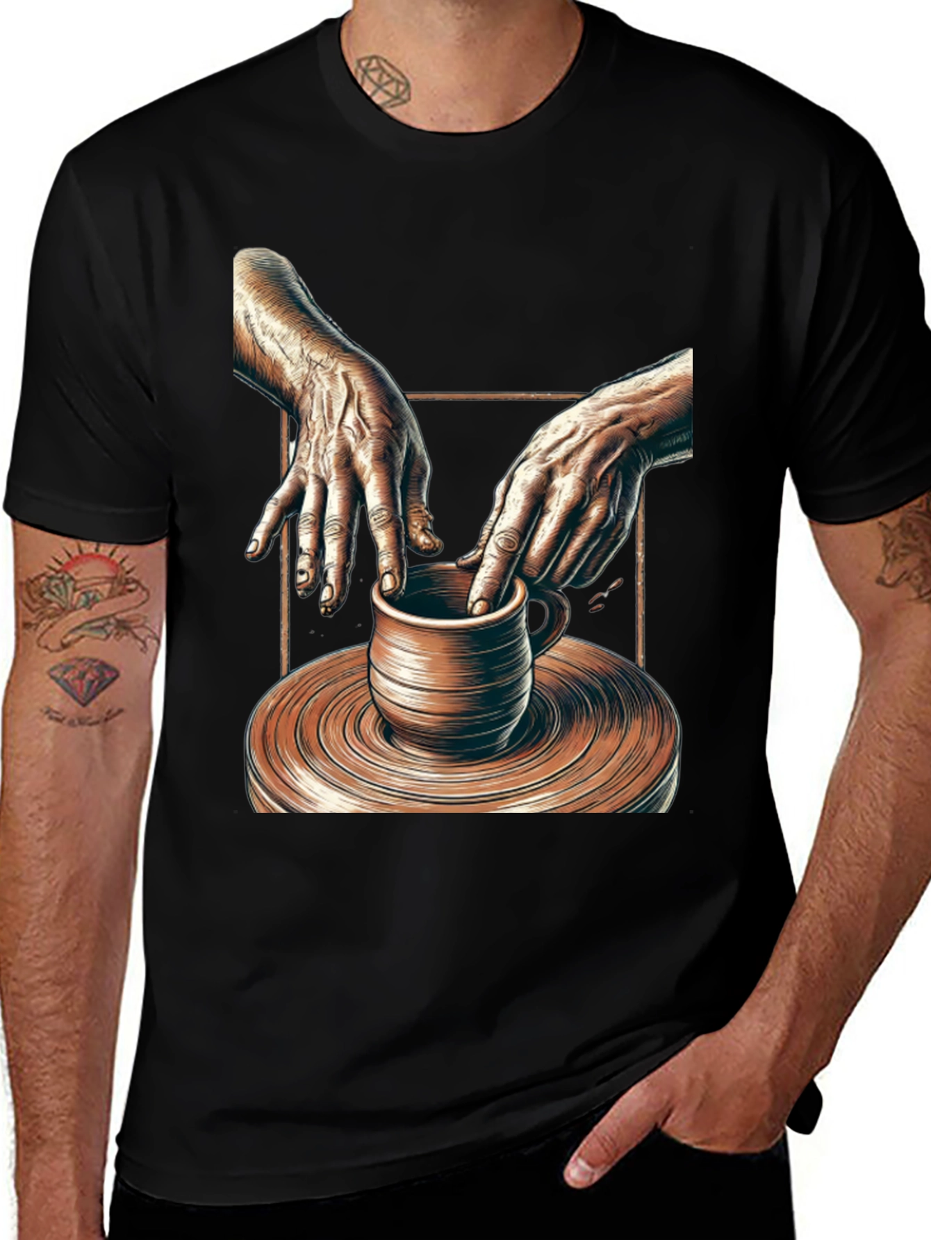 Variant 17 of Potter's Hands Graphic Tee - Unisex Black T-Shirt