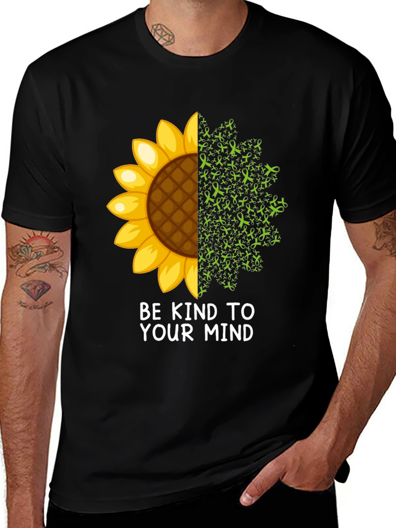 Variant 26 of Be Kind to Your Mind Sunflower Graphic Tee