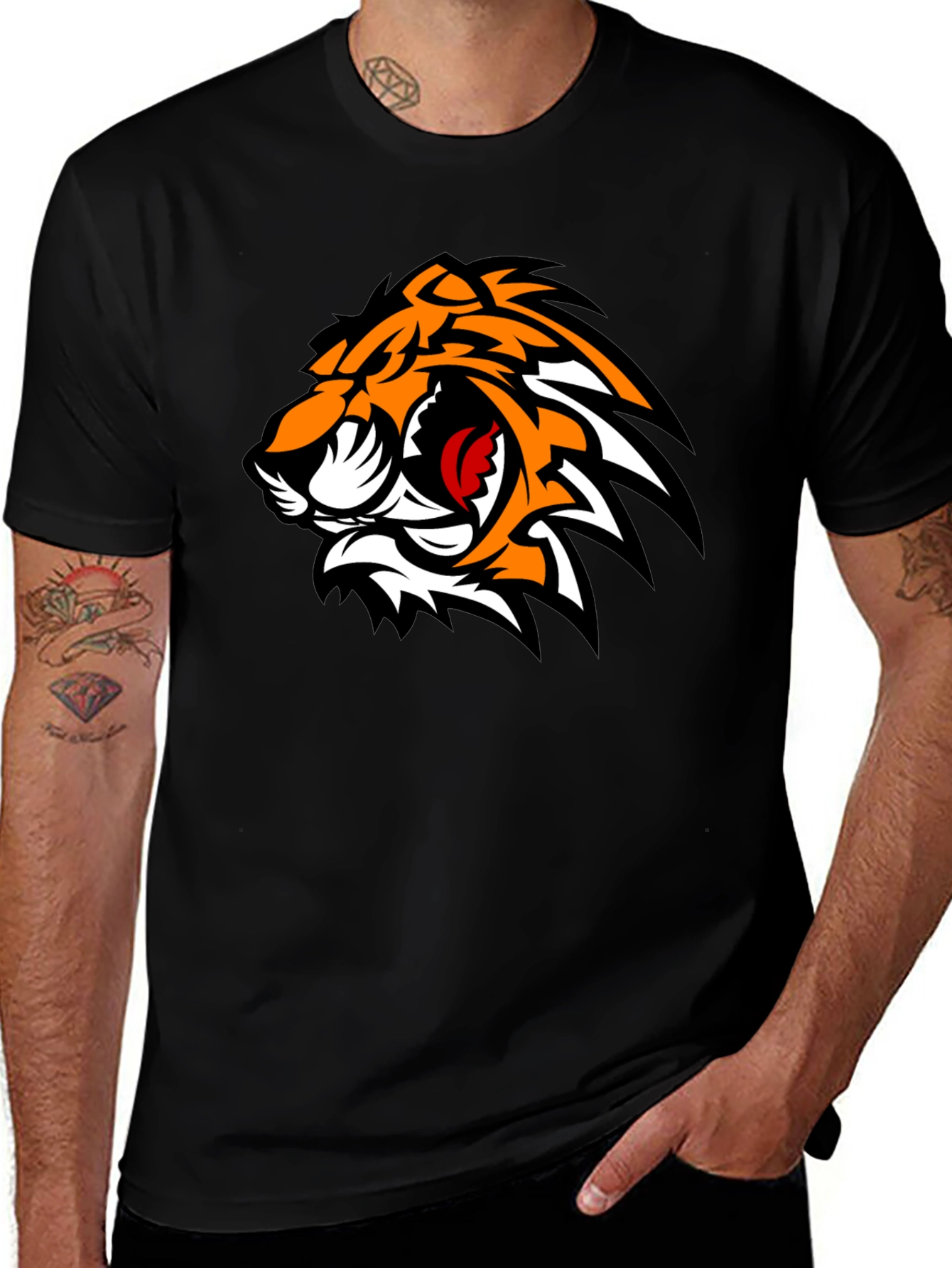 Variant 27 of Black T-Shirt with Tiger Graphic