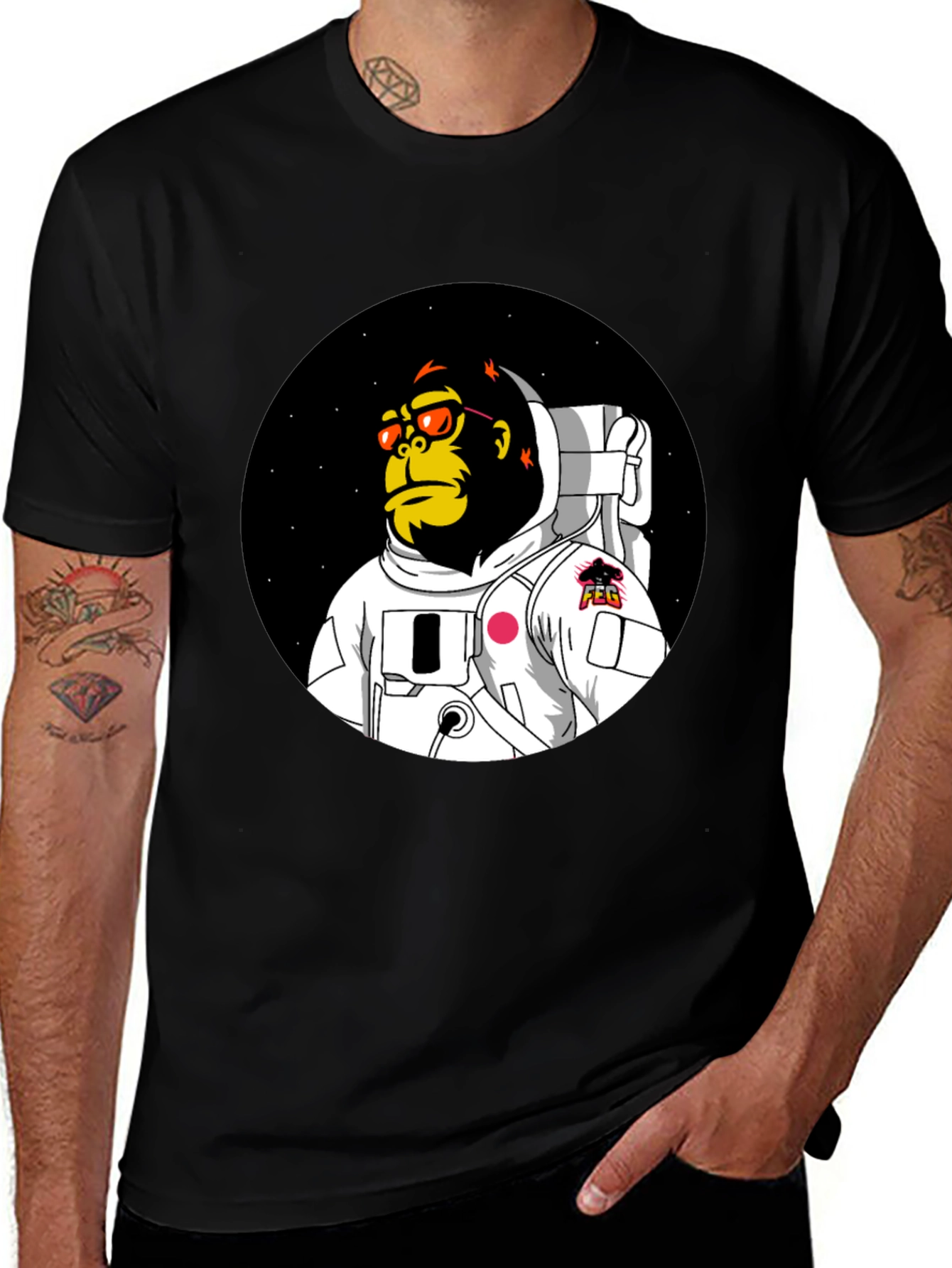 Variant 12 of Ape Astronaut Graphic T-Shirt - Black Crew Neck Tee