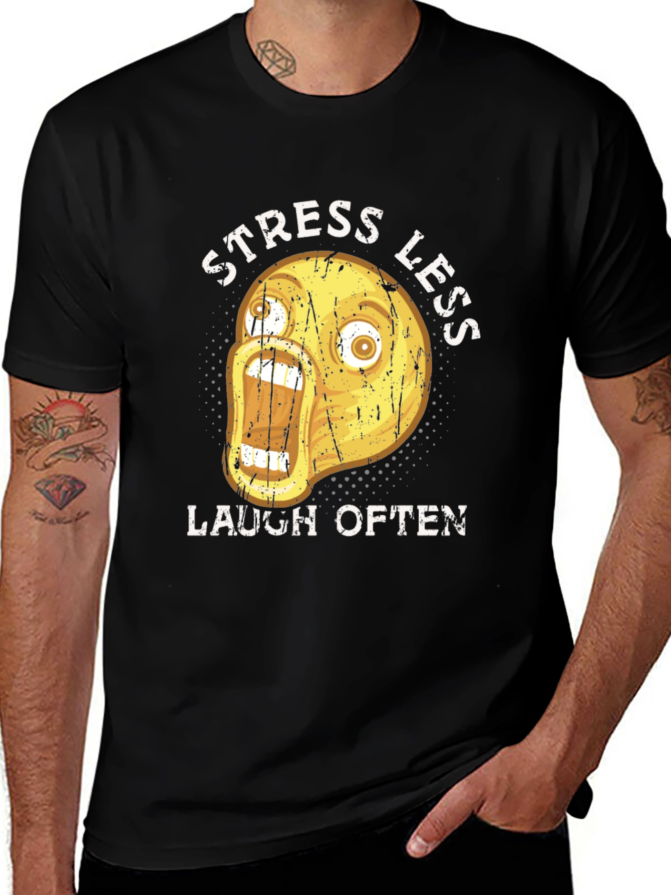 Variant 11 of Stress Less, Laugh Often Graphic Tee