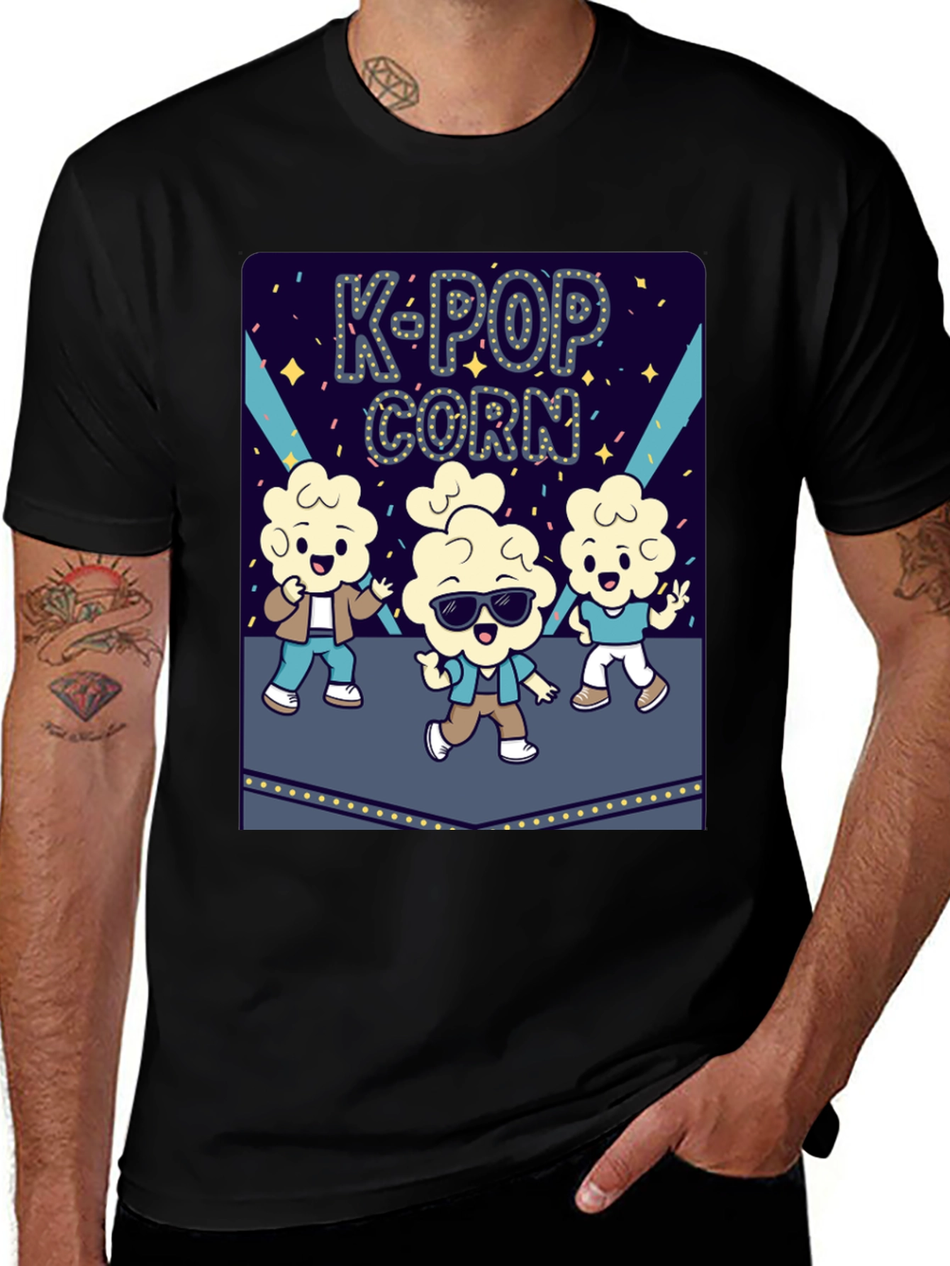 Variant 17 of K-Pop Corn Black Cotton T-Shirt