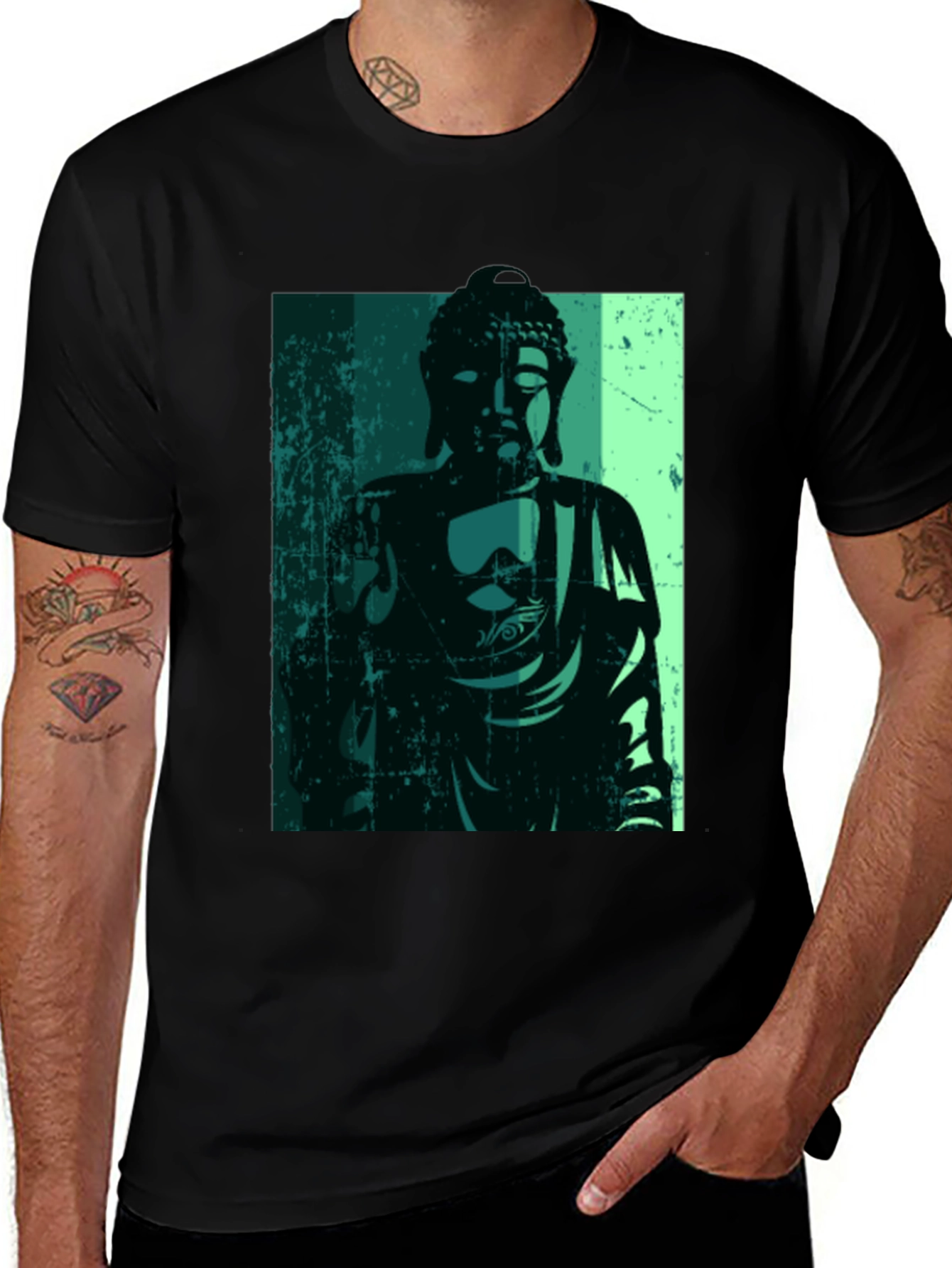 Variant 25 of Buddha Graphic Print Black T-Shirt