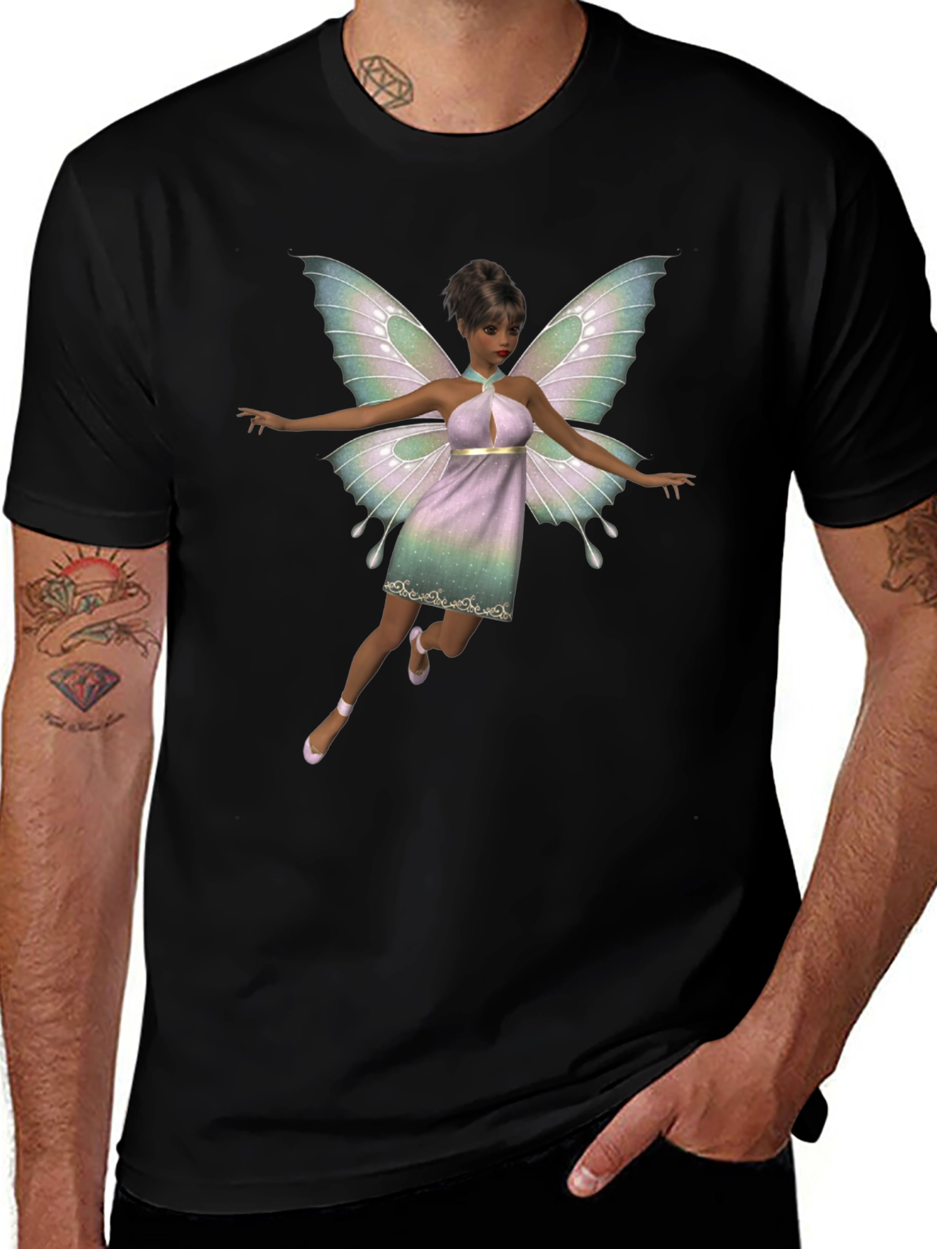 Variant 20 of Fairy Graphic Black T-Shirt for Men