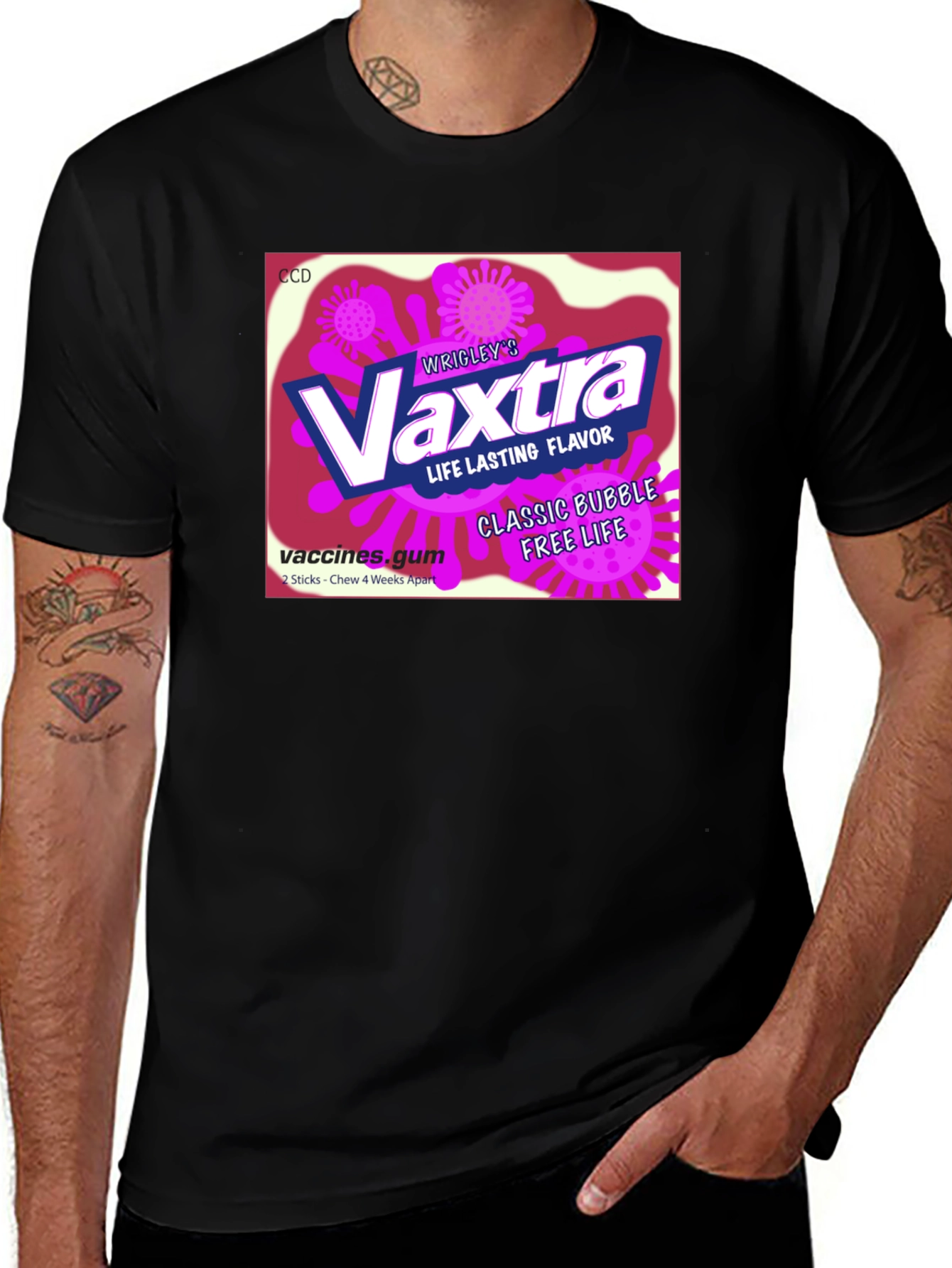Variant 22 of Vaxtra Gum T-Shirt - Funny Vaccine Design