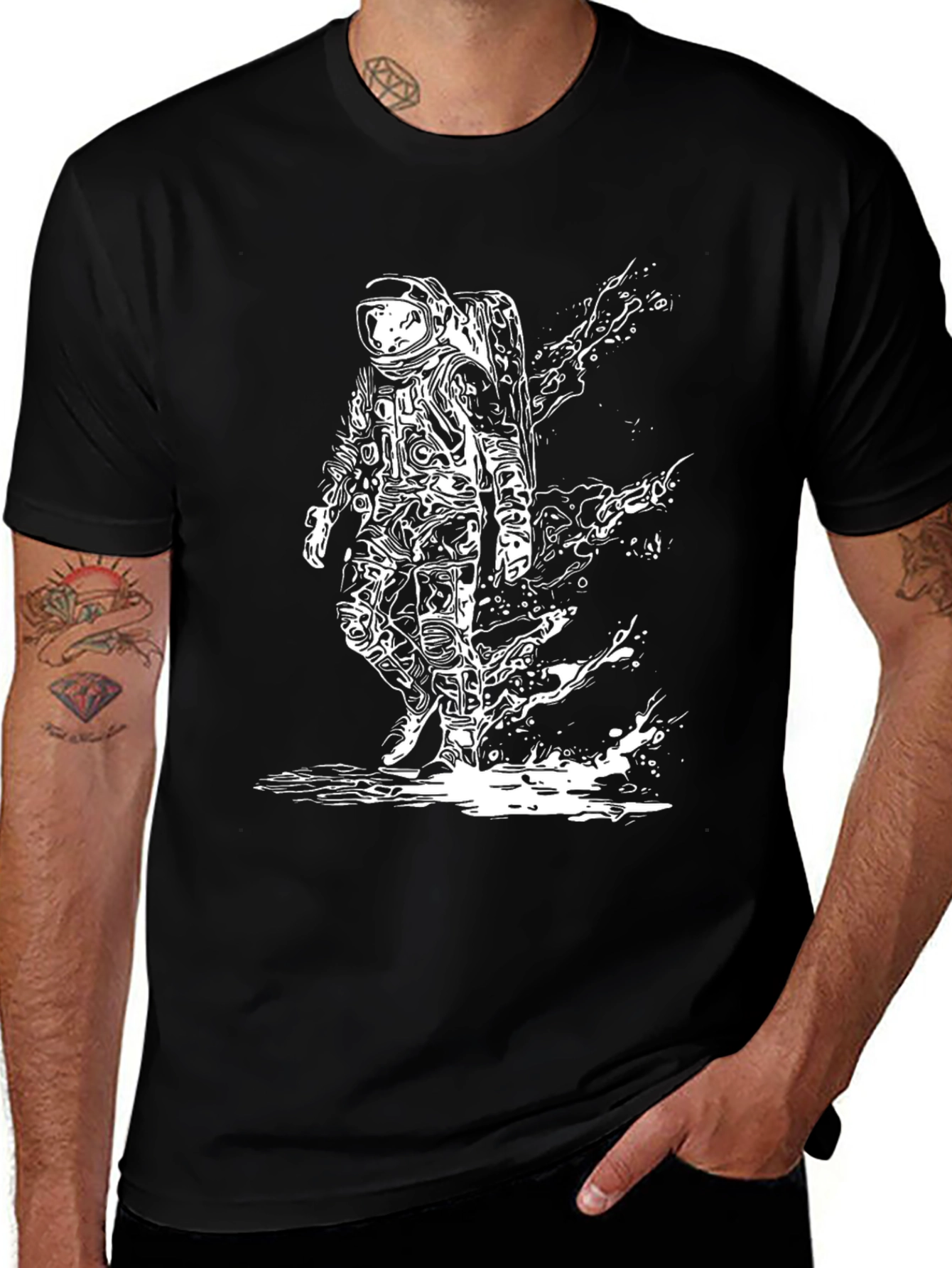 Variant 3 of Astronaut Splash Graphic T-Shirt - Black
