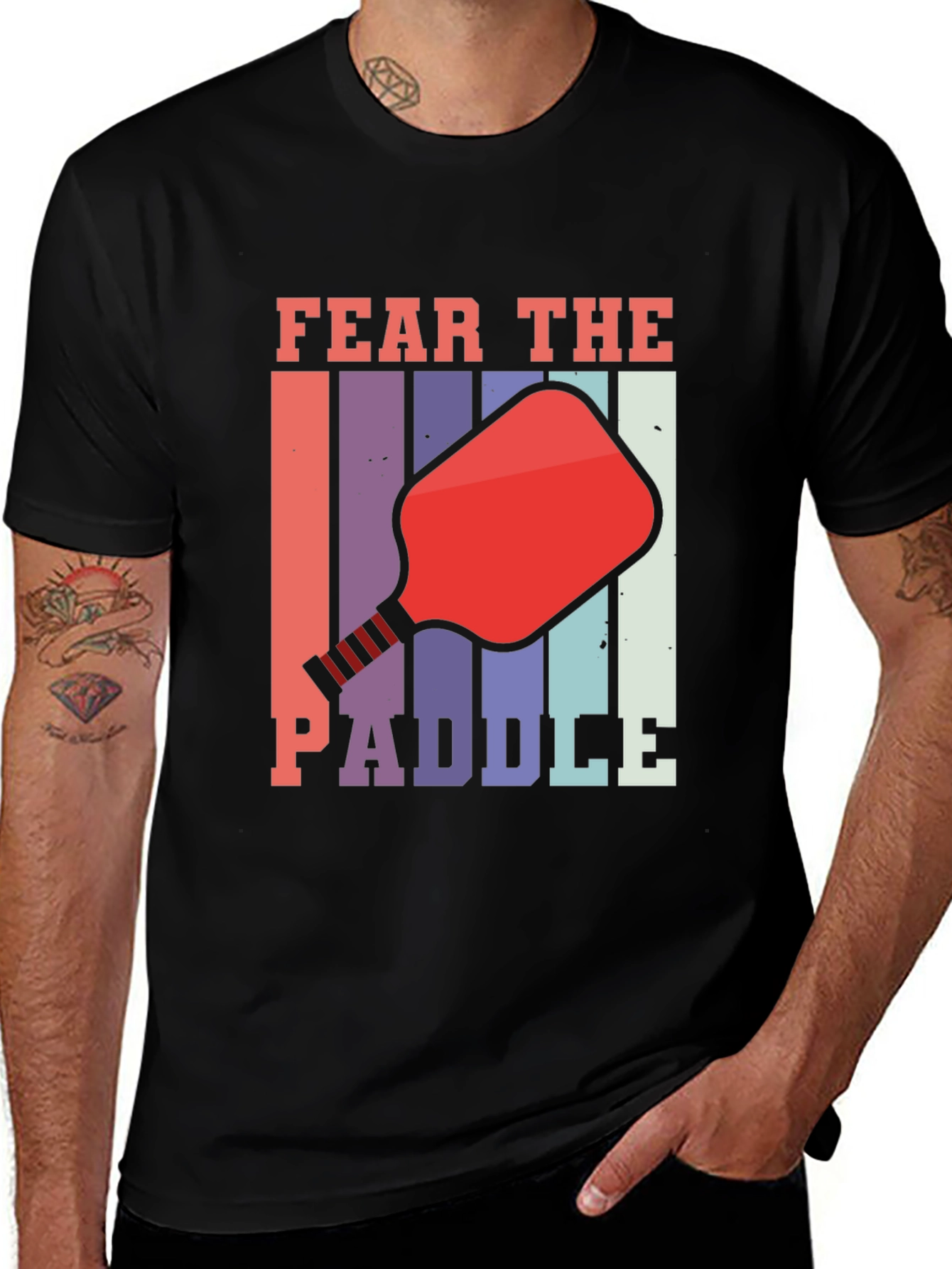 Variant 20 of Fear The Paddle Graphic Tee - Retro Pickleball Shirt