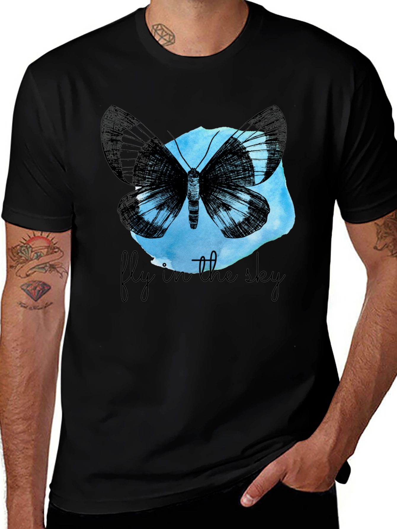 Variant 24 of Butterfly Fly In The Sky Black Graphic Tee