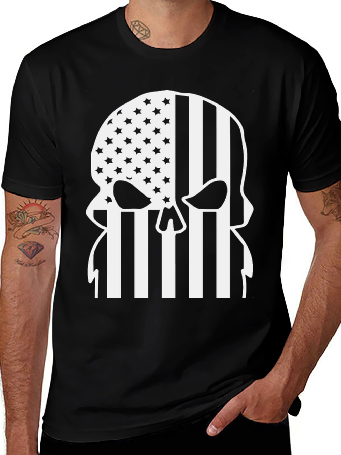 Variant 24 of American Flag Punisher Skull Graphic T-Shirt