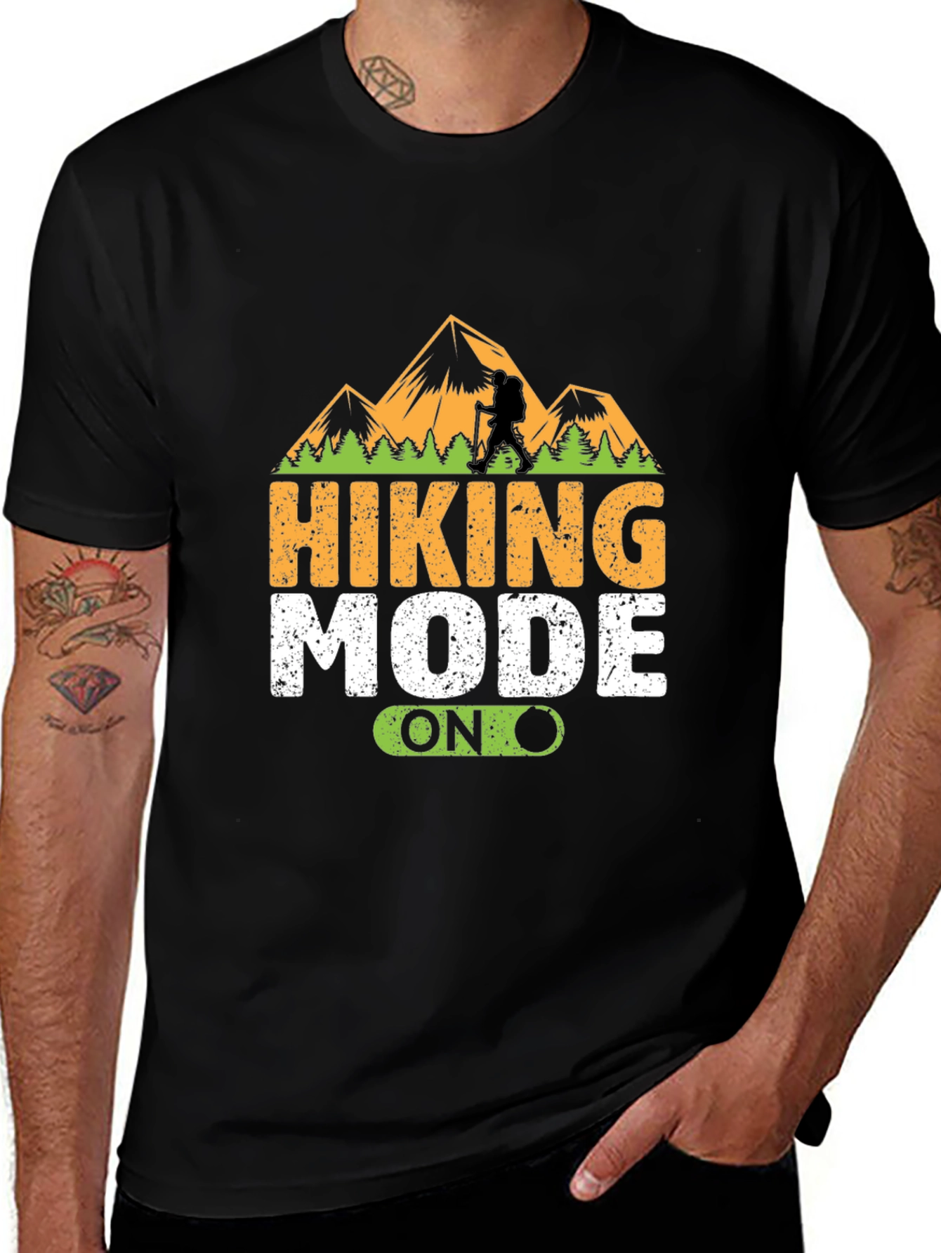 Variant 20 of Hiking Mode On Black T-Shirt