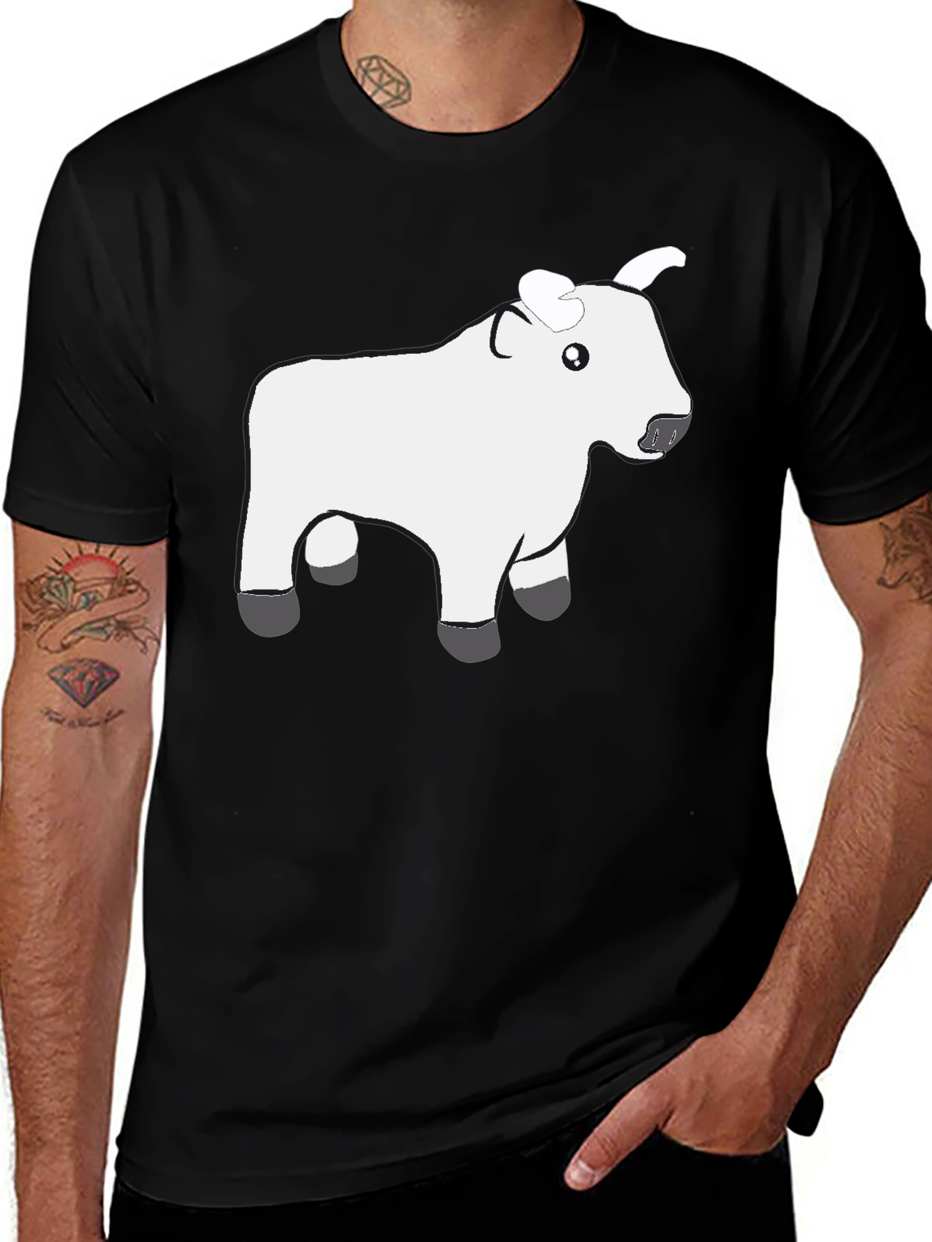 Variant 30 of Cute Cow Graphic Tee - Black Unisex T-Shirt