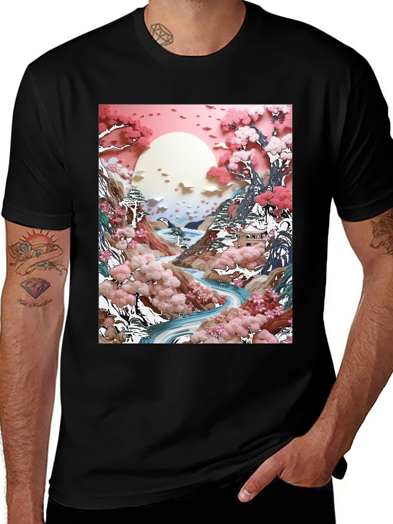 Variant 17 of Cherry Blossom River T-Shirt