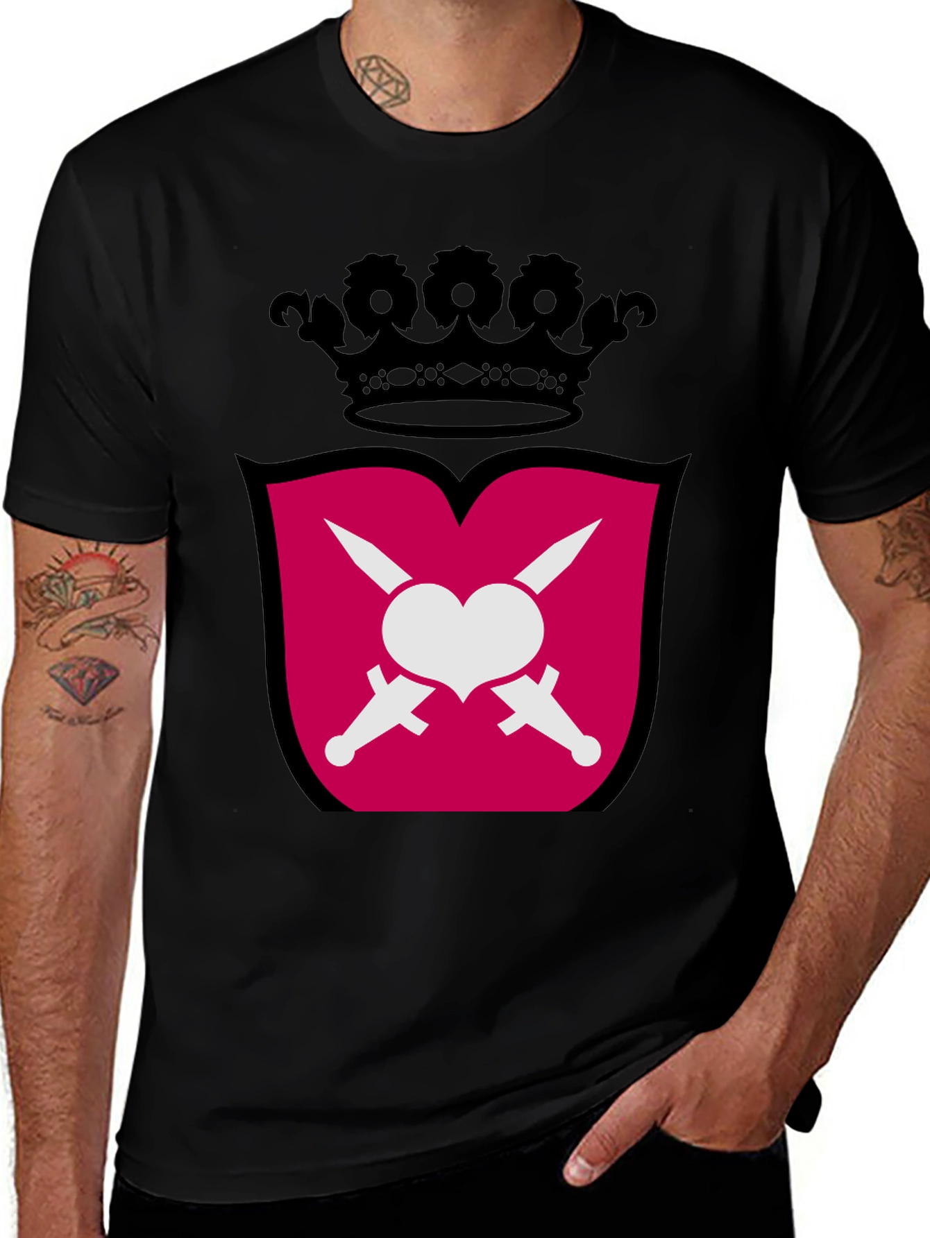 Variant 30 of Heart & Swords Crest Graphic T-Shirt