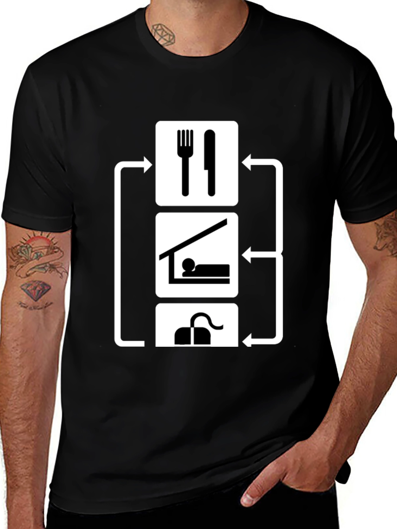 Black Eat, Sleep, Game - Black Graphic Tee main image