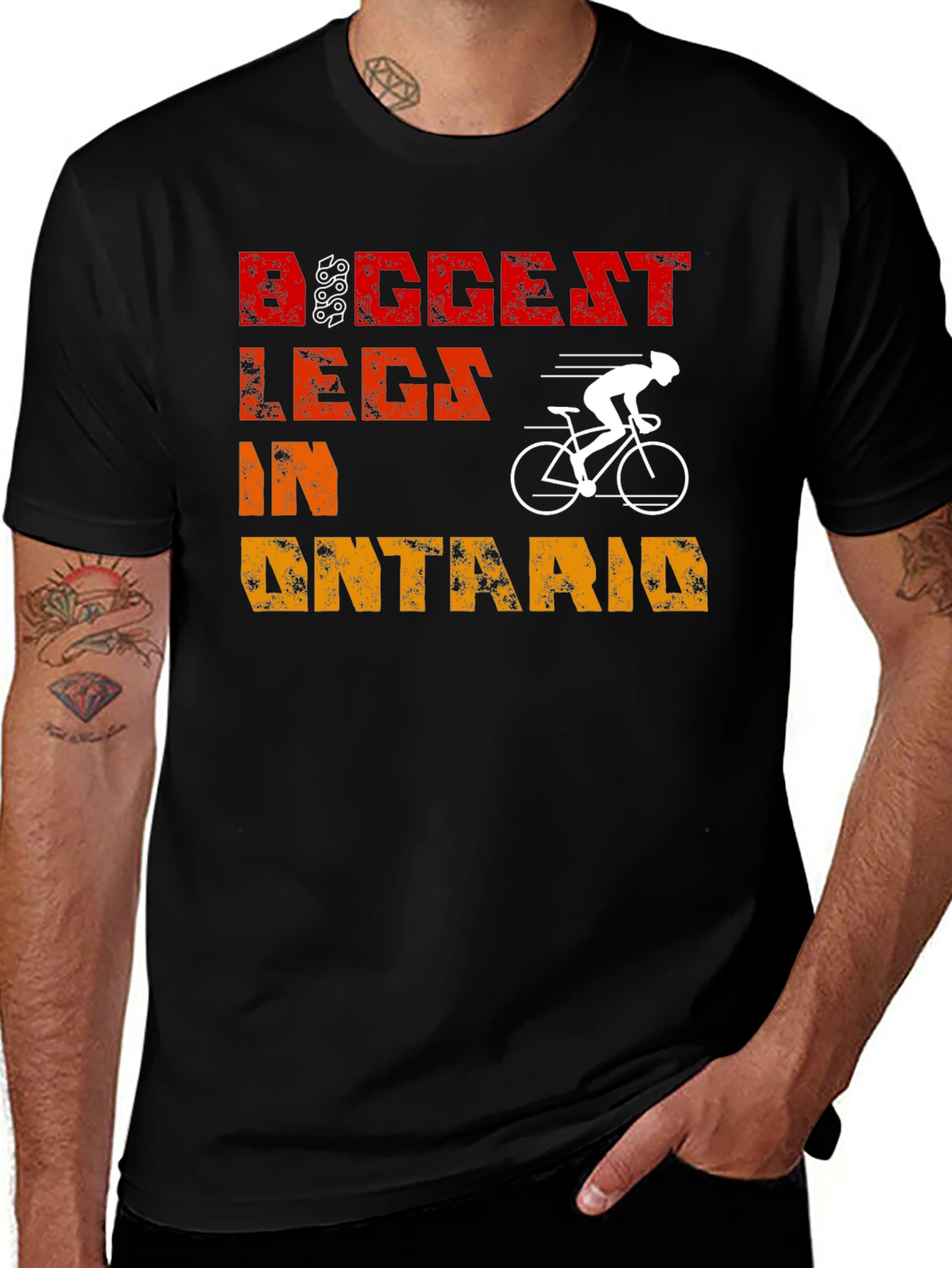 Black Biggest Legs in Ontario Cycling T-Shirt main image