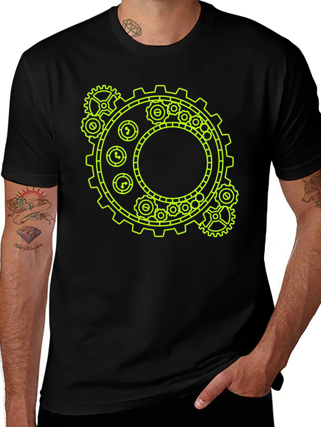 Variant 25 of Steampunk Gear Graphic Tee - Black