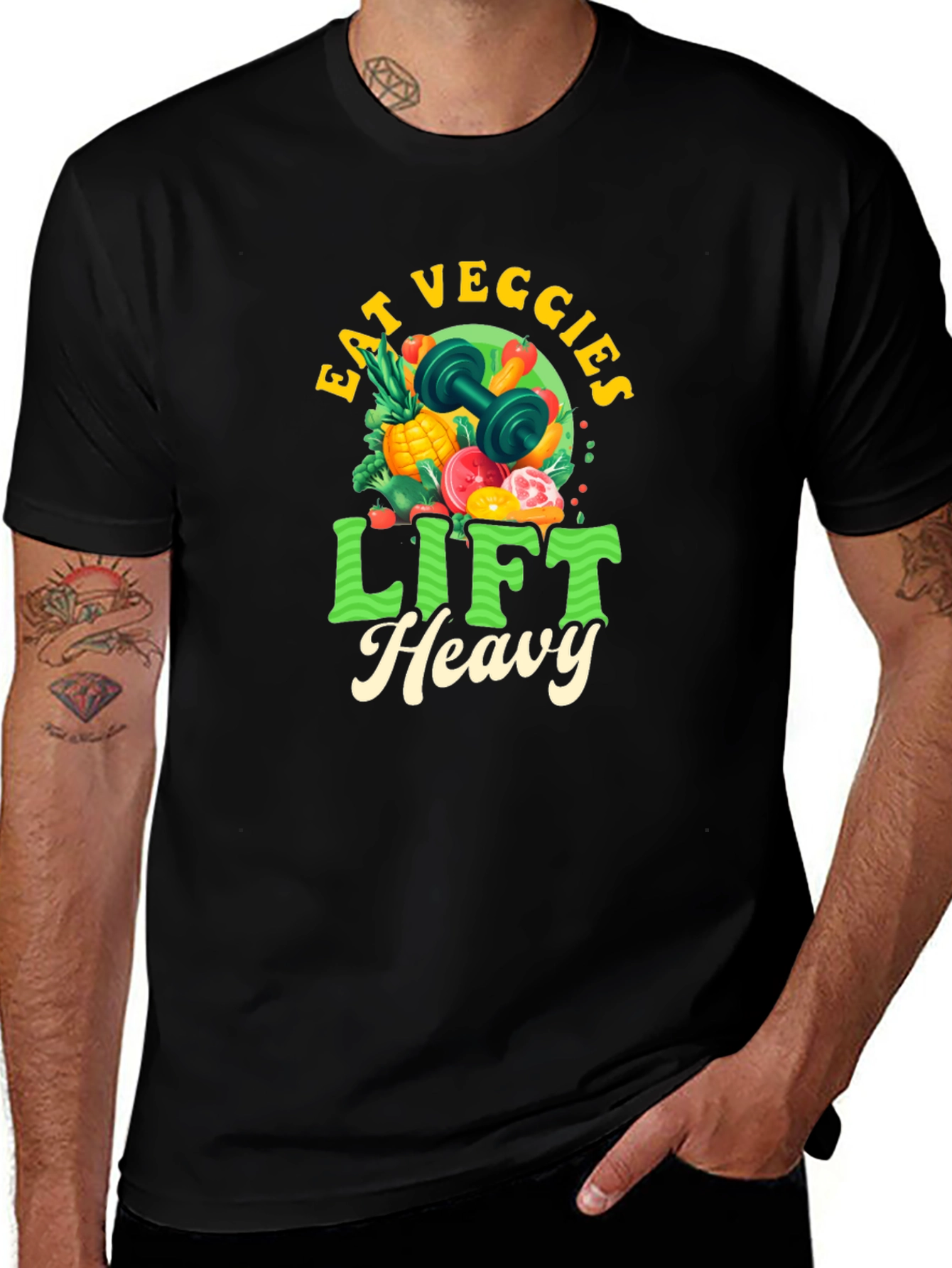 Eat Veggies Lift Heavy T-Shirt - Black