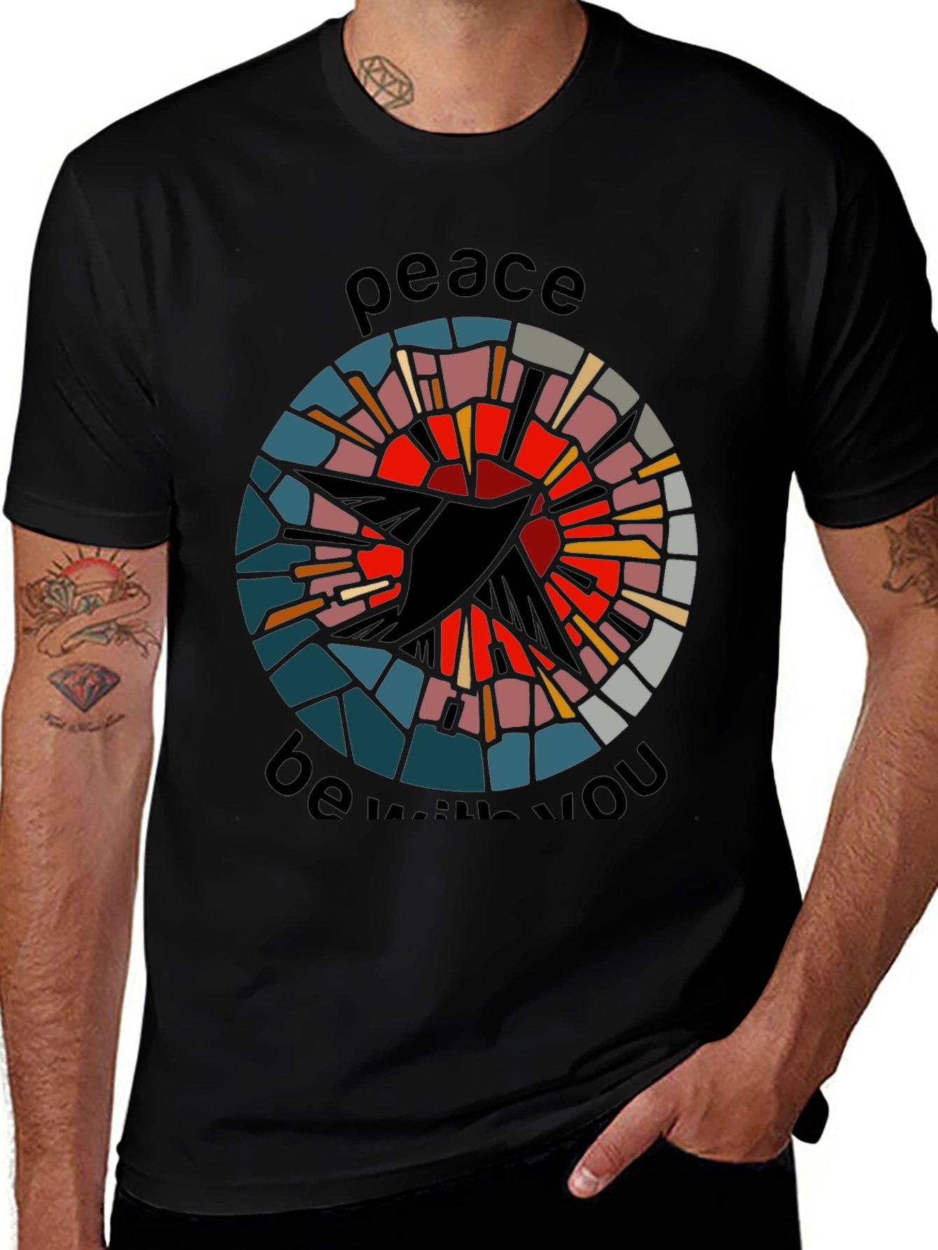 Variant 22 of Peace Be With You Graphic Tee - Black