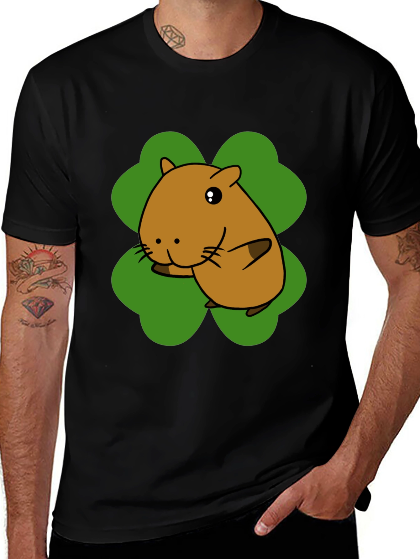 Variant 30 of Capybara Clover T-Shirt - Lucky St. Patrick's Day Tee