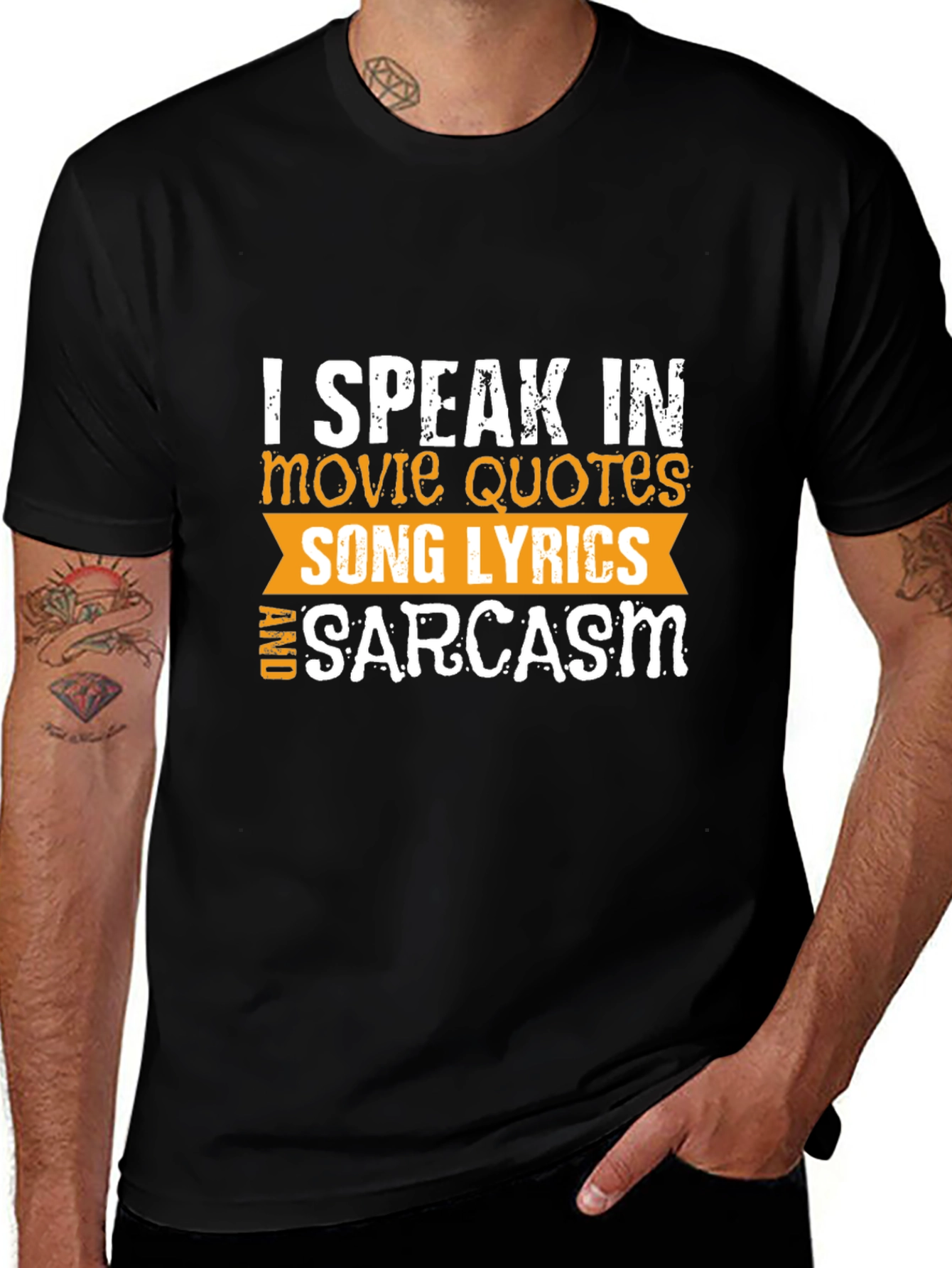 Movie Quotes, Song Lyrics & Sarcasm Black T-Shirt