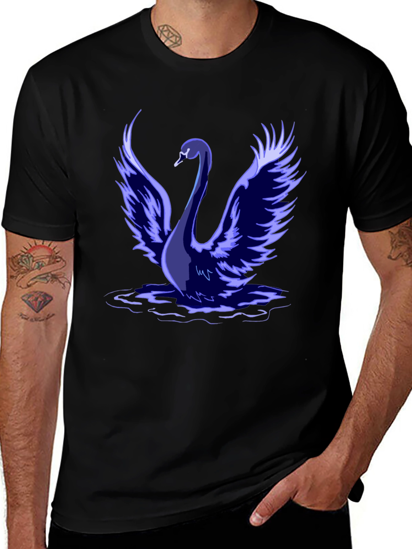 Variant 19 of Swan Graphic T-Shirt - Artistic Black Tee