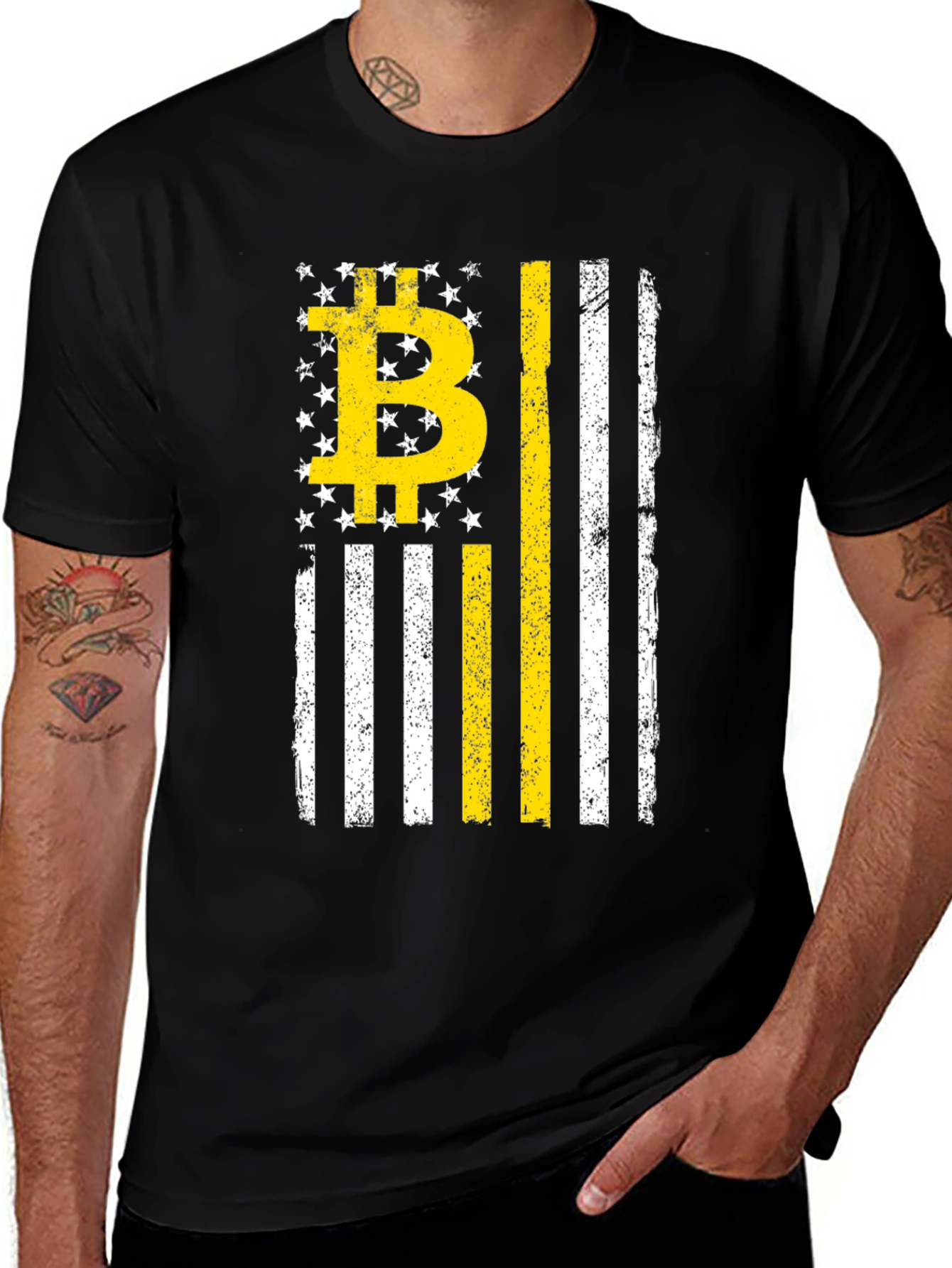 Bitcoin USA Flag T-Shirt Crypto Currency Tee
