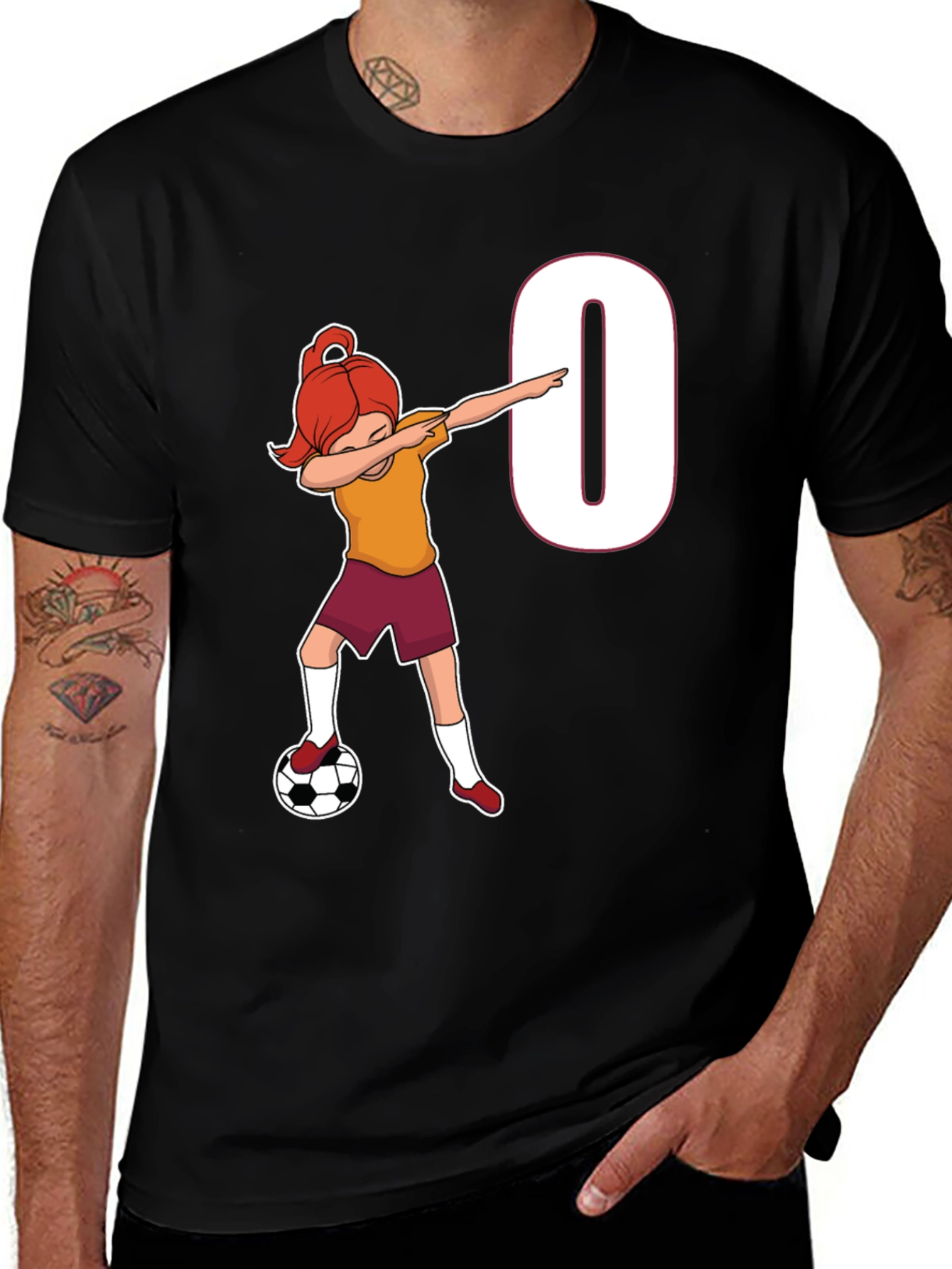 Variant 22 of Dabbing Soccer Girl Black T-Shirt