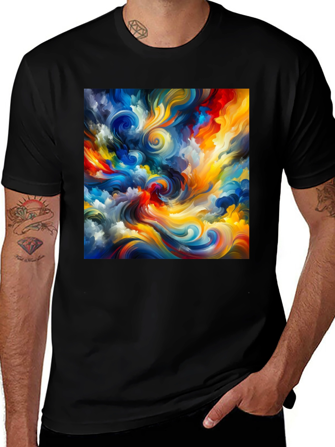 Variant 7 of Abstract Swirl Art Black T-Shirt