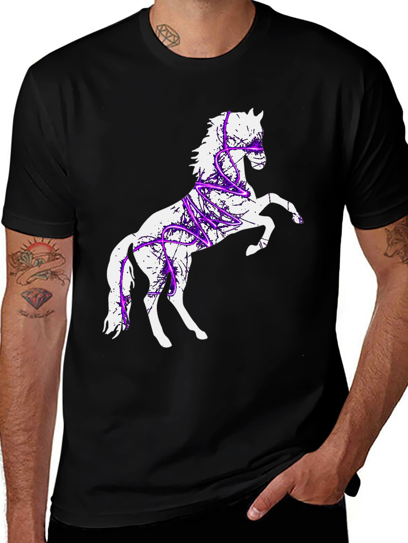 Variant 21 of Black Horse Graphic Tee - Artistic Style