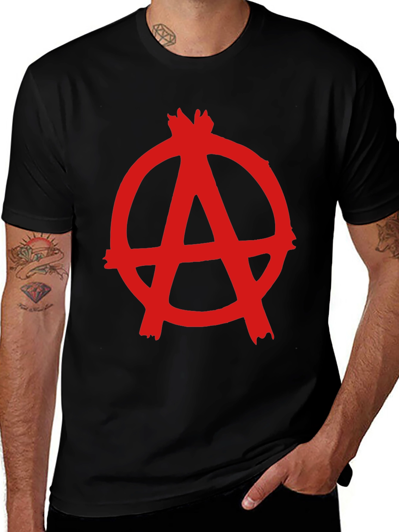 Variant 11 of Anarchy Symbol Graphic Tee - Black Cotton Comfort