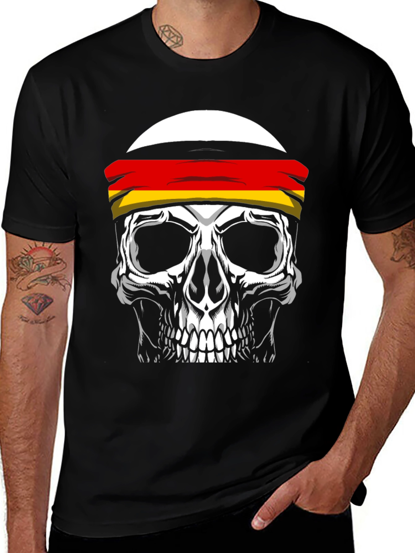Skull with German Flag Headband Graphic Tee