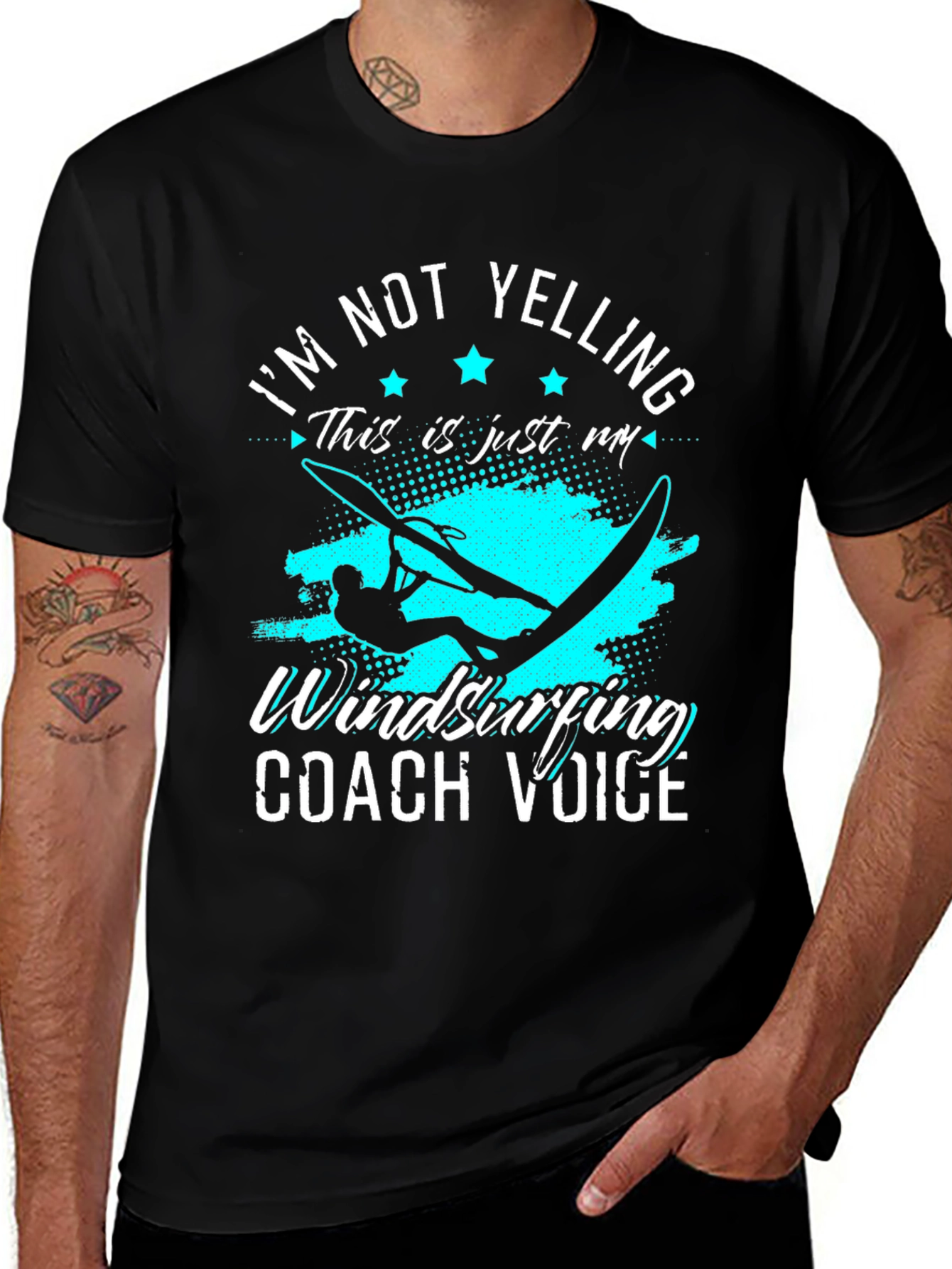 Variant 7 of I'm Not Yelling Windsurfing Coach Voice Graphic Tee